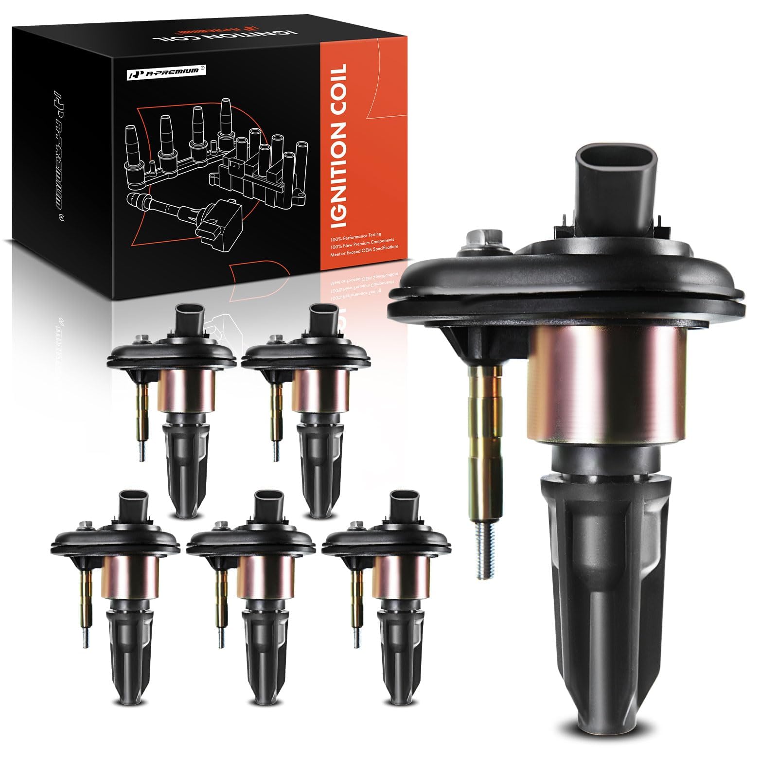 A-Premium Set Of 6 Ignition Coils Pack Compatible With Chevy, Gmc, Isuzu, Hummer, Saab & Buick Vehicles - Colorado Canyon Ascend