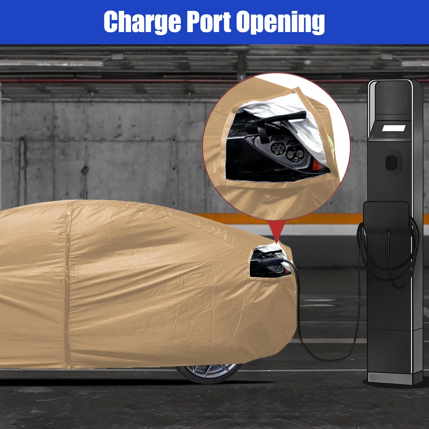 Jurmon Heavy Duty Outdoor Car Cover Custom Fit For Tesla Model Y,Windproof All Weather Waterproof Sun Rain Uv Dust Snow Protecti