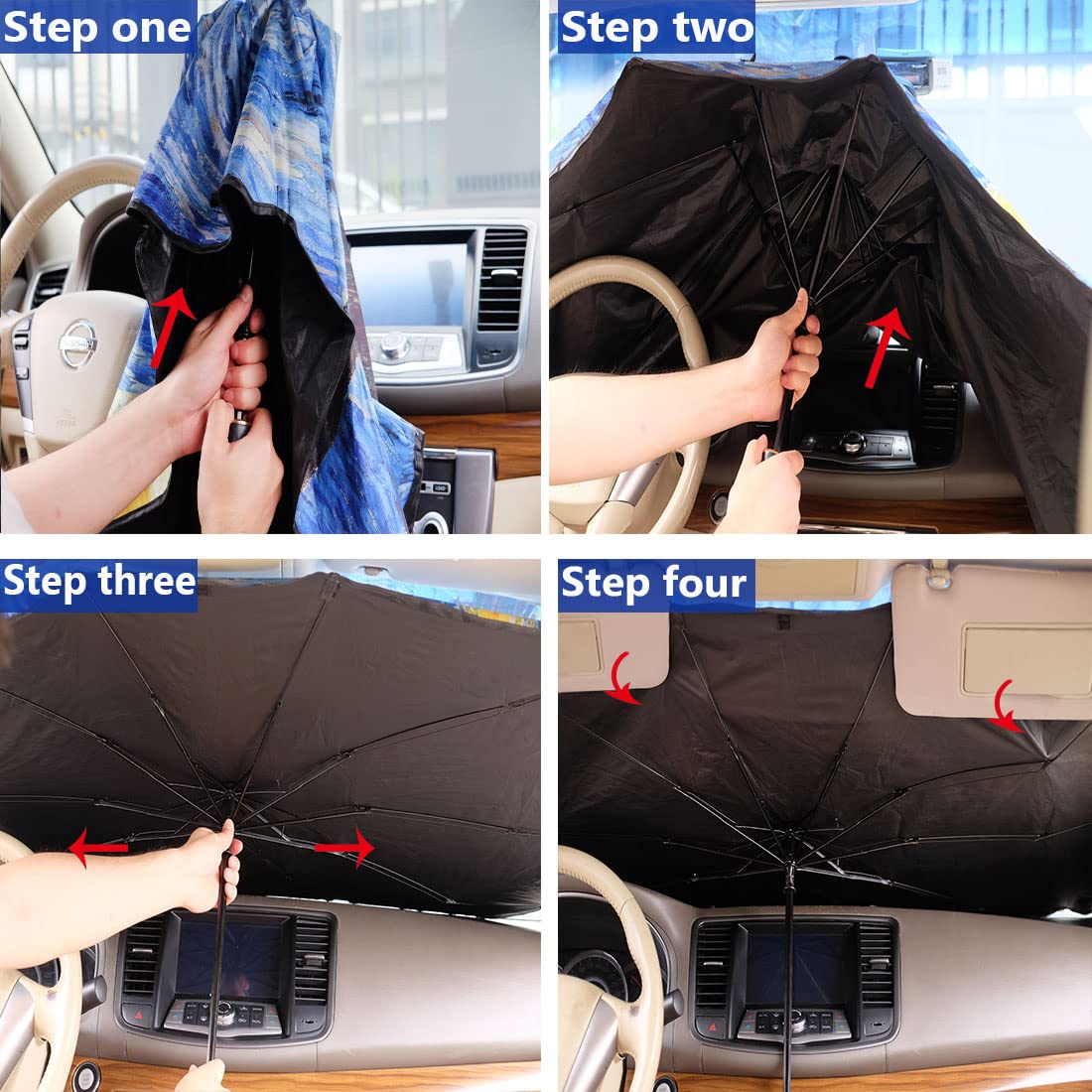 Coricha Windshield Sun Shade American Flag Umbrella Car Sun Shade Windshield- USA Patriotic Design Foldable Car Front Window Sun