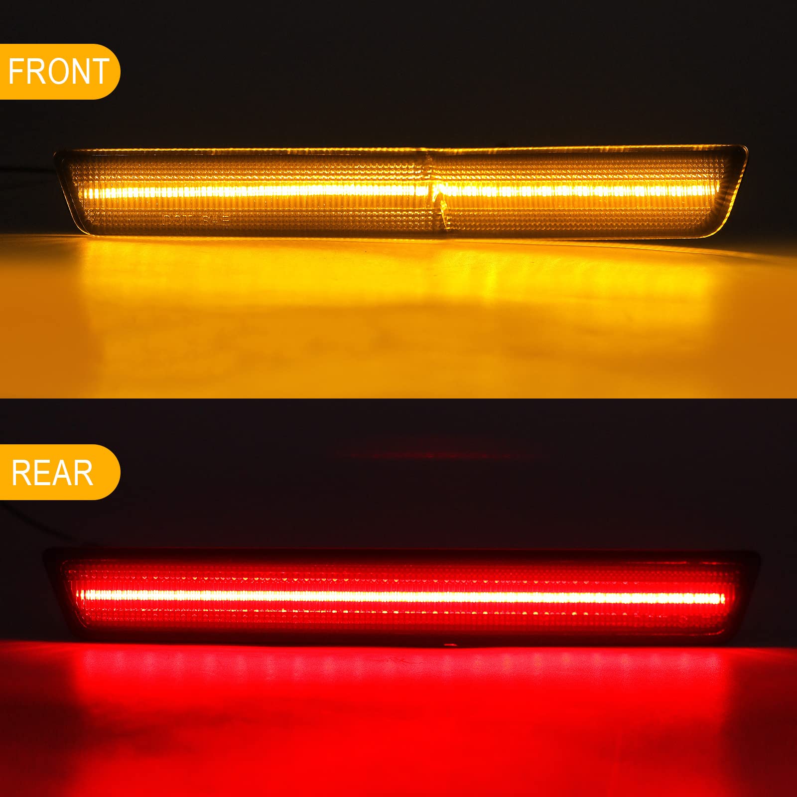 R&F Auto LED Side Marker Lights for 2018-2023 Challenger SRT Hellcat, R/T Scat Pack, Smoked Lens, Plastic, 4 PCS