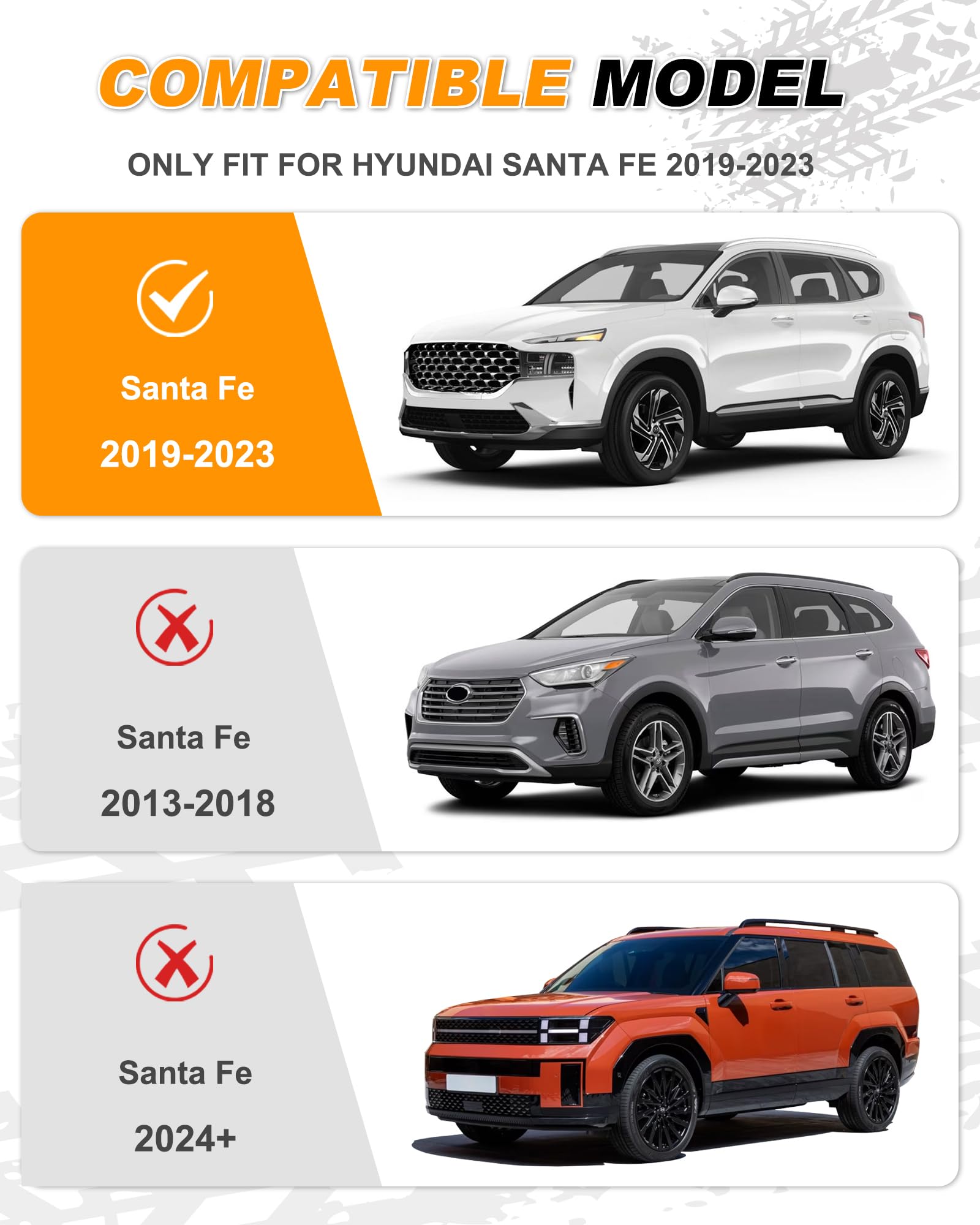 Snailfly Upgraded Crossbar Fit For Hyundai Santa Fe 2019-2023 Anti-Theft Roof Rack Rail Cross Bars For Luggage Kayak Ski Bike Sn