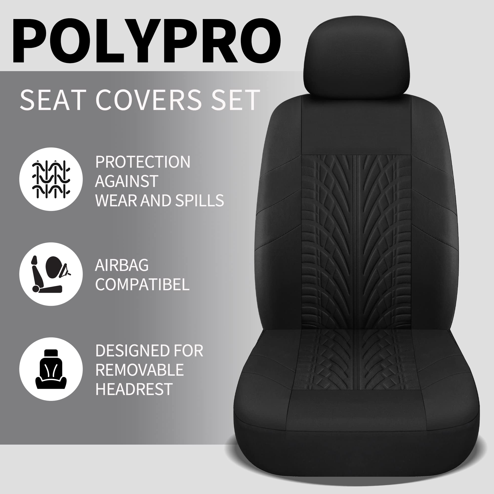Pariitadin Car Seat Covers Front Pair, Washable And Breathable Seat Covers For Cars, Universal Fit Car Interior Covers For Most Sedan Truck Suv, Black