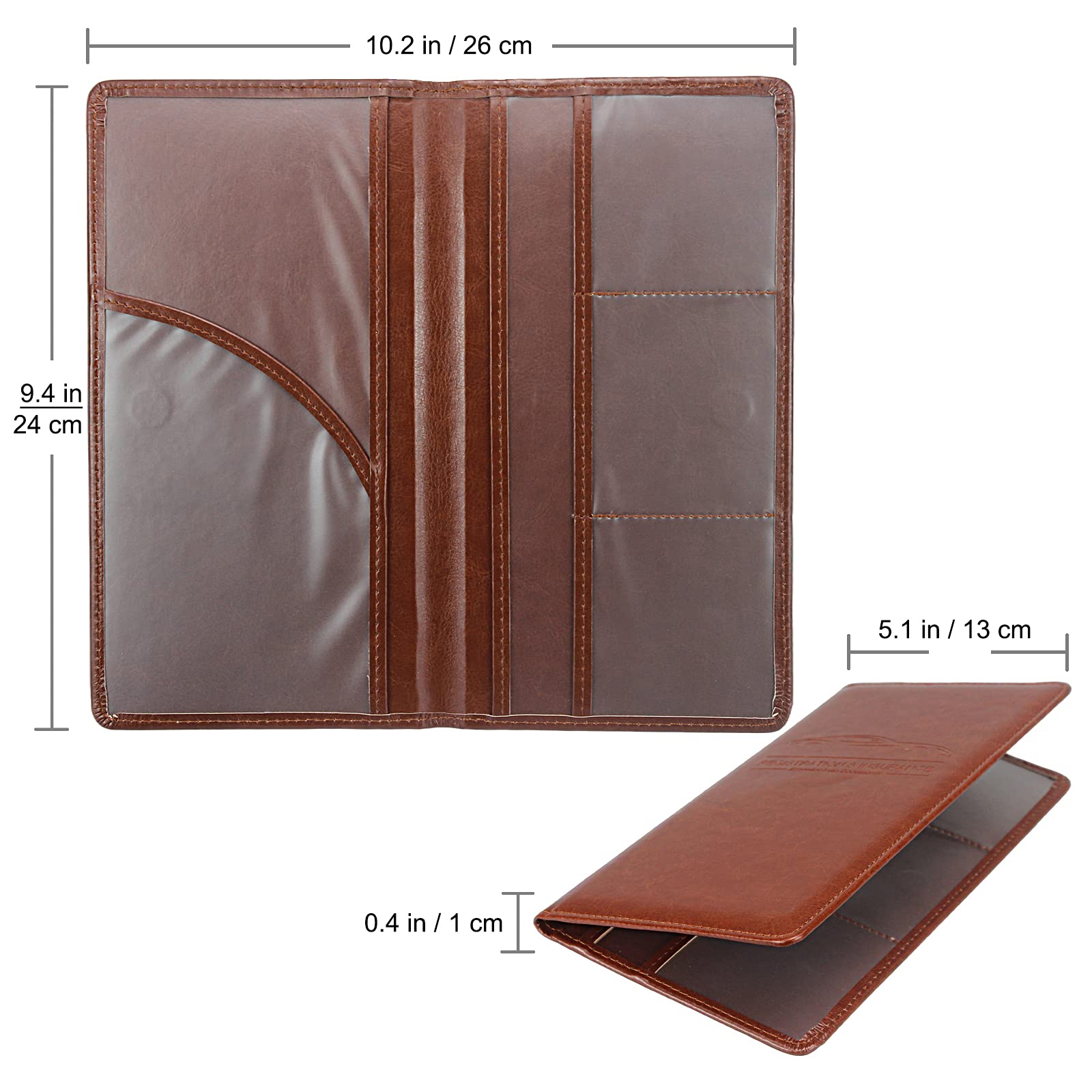 Lumimokki Premium Leather Car Registration & Insurance Card Holder With Magnetic Shut, Vehicle Glove Box Car Organizer - For Doc