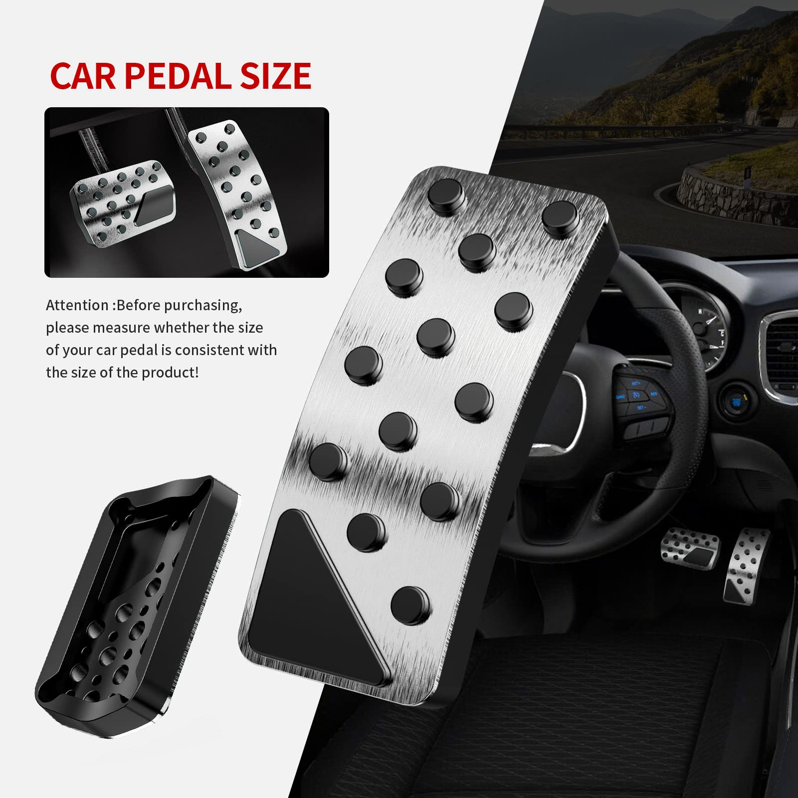 Aluminum Alloy Pedal Cover For Jeep Grand Cherokee 2011-2024 2025 Dodge Durango 2011-2024 2025 No Drilling Aluminum Brake And Ac