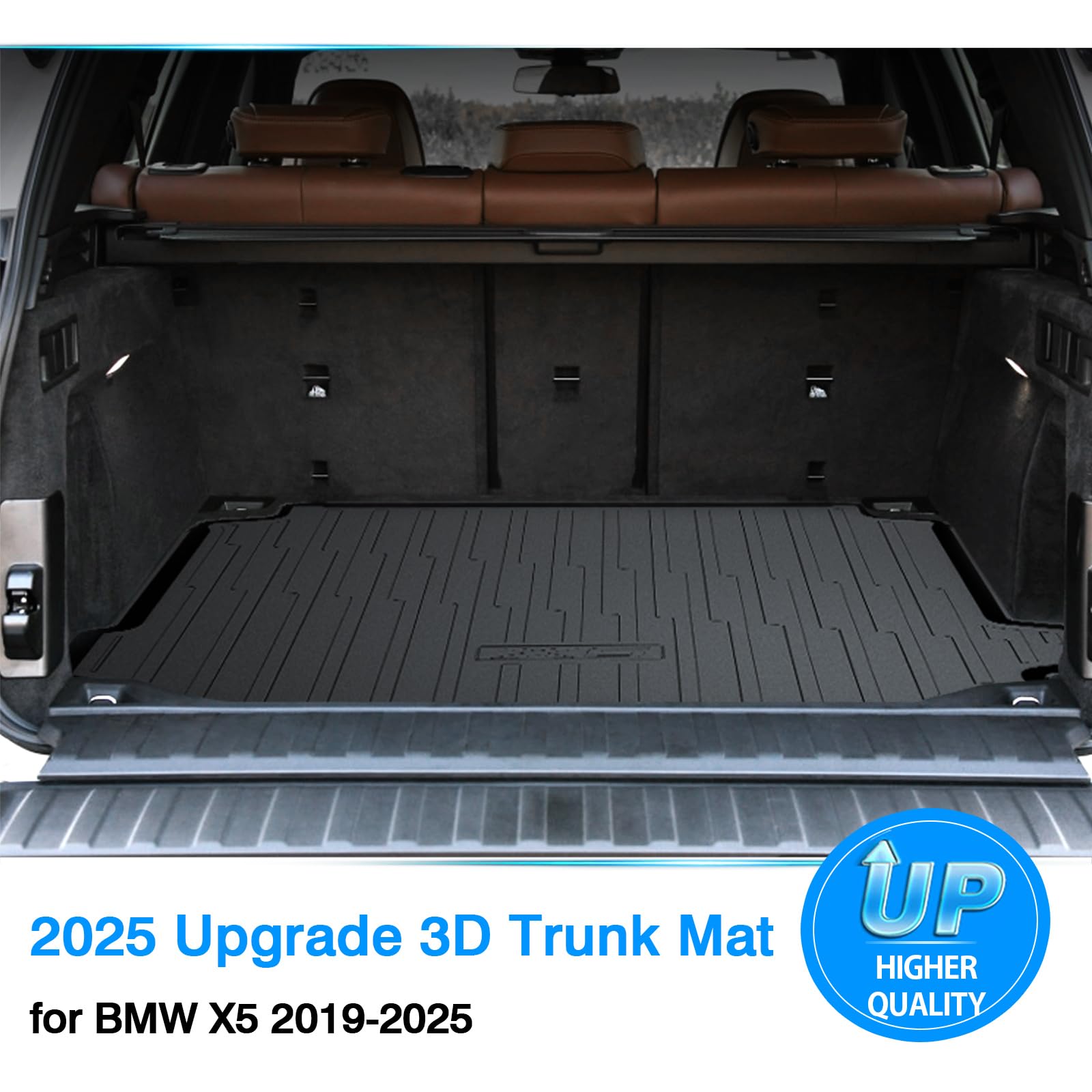 Powerty Cargo Mat for BMW X5 2019-2025, TPE Heavy-Duty, All Weather Trunk Liner, Fits Without Luggage Kit, Black