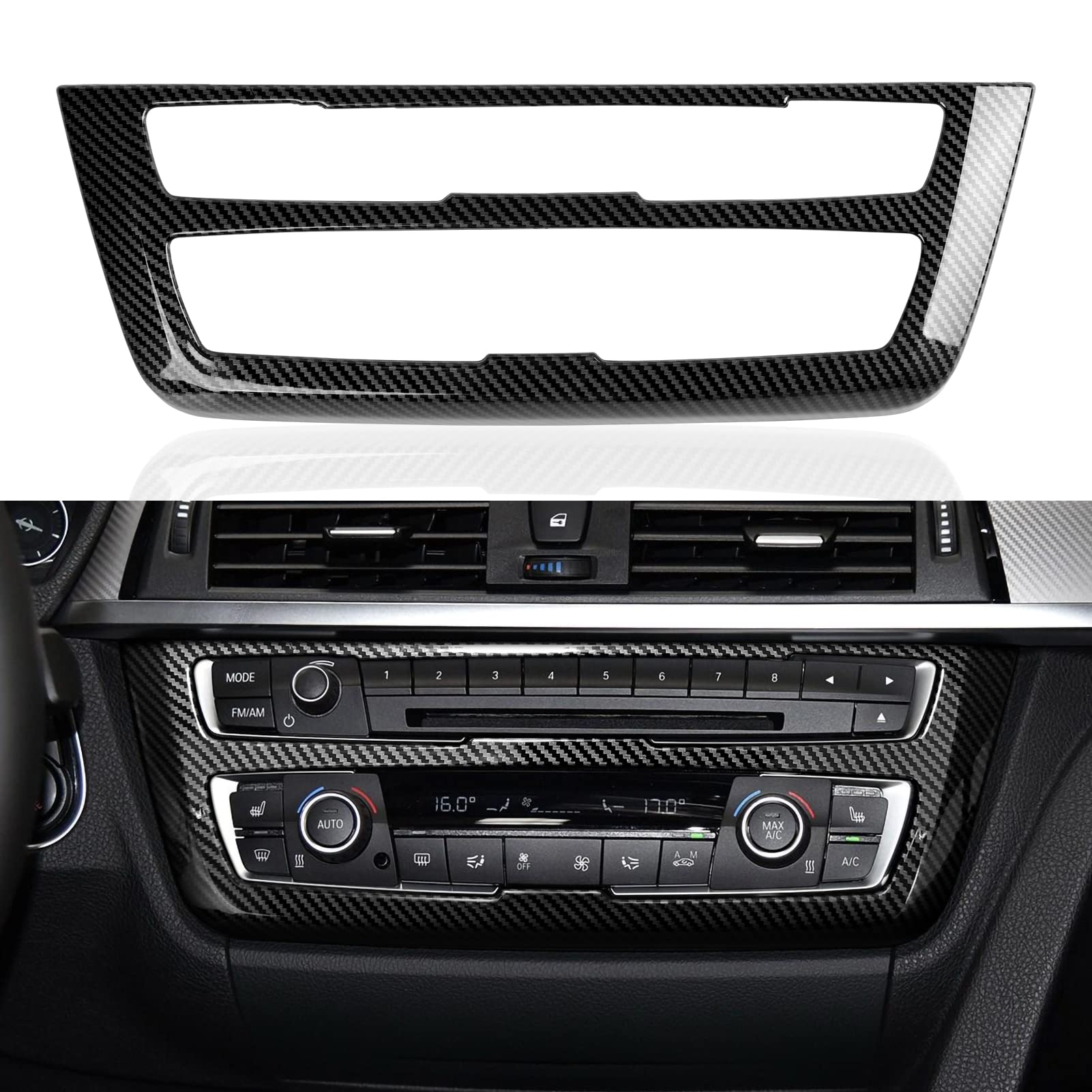 Car Sticker Decal Cd Panel Trim Carbon Color Abs Cover Compatible With Bmw F30 F31 F34 3Gt F32 F33 F36 2013 2014 2015 2016 2017 2018 2019 Accessories
