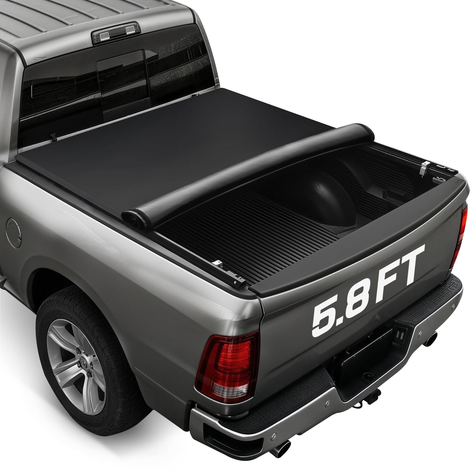 RHOBRA Soft Roll-up Truck Bed Tonneau Cover Compatible with 2019-2026 Chevy Silverado/GMC Sierra 1500 New Body Style 5.8 ft Bed,