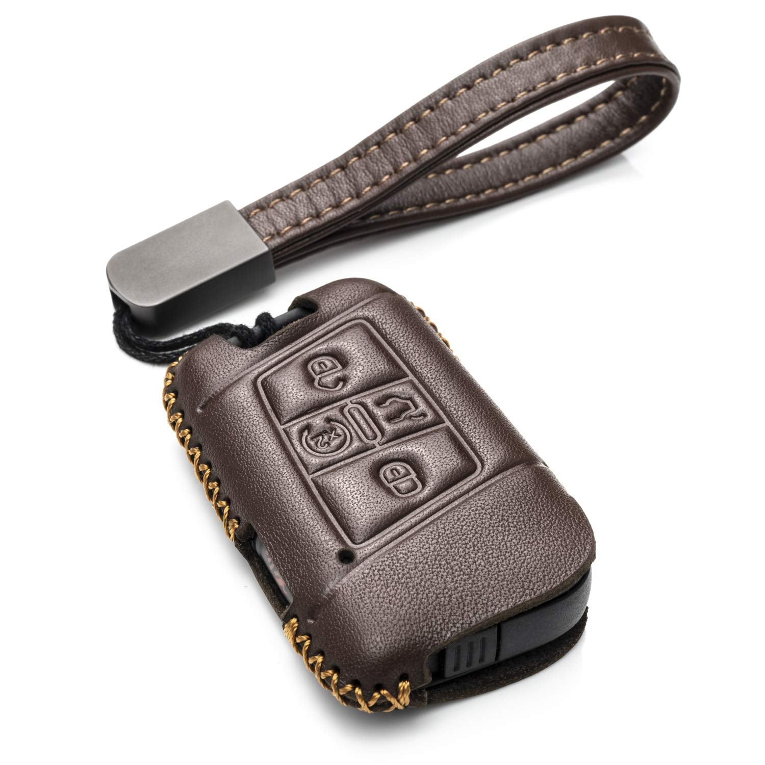 Vitodeco Genuine Leather Smart Key Fob Case Compatible with Volkswagen Atlas, Jetta, Passat, Arteon, Tiguan, Golf GTI, Golf R 20