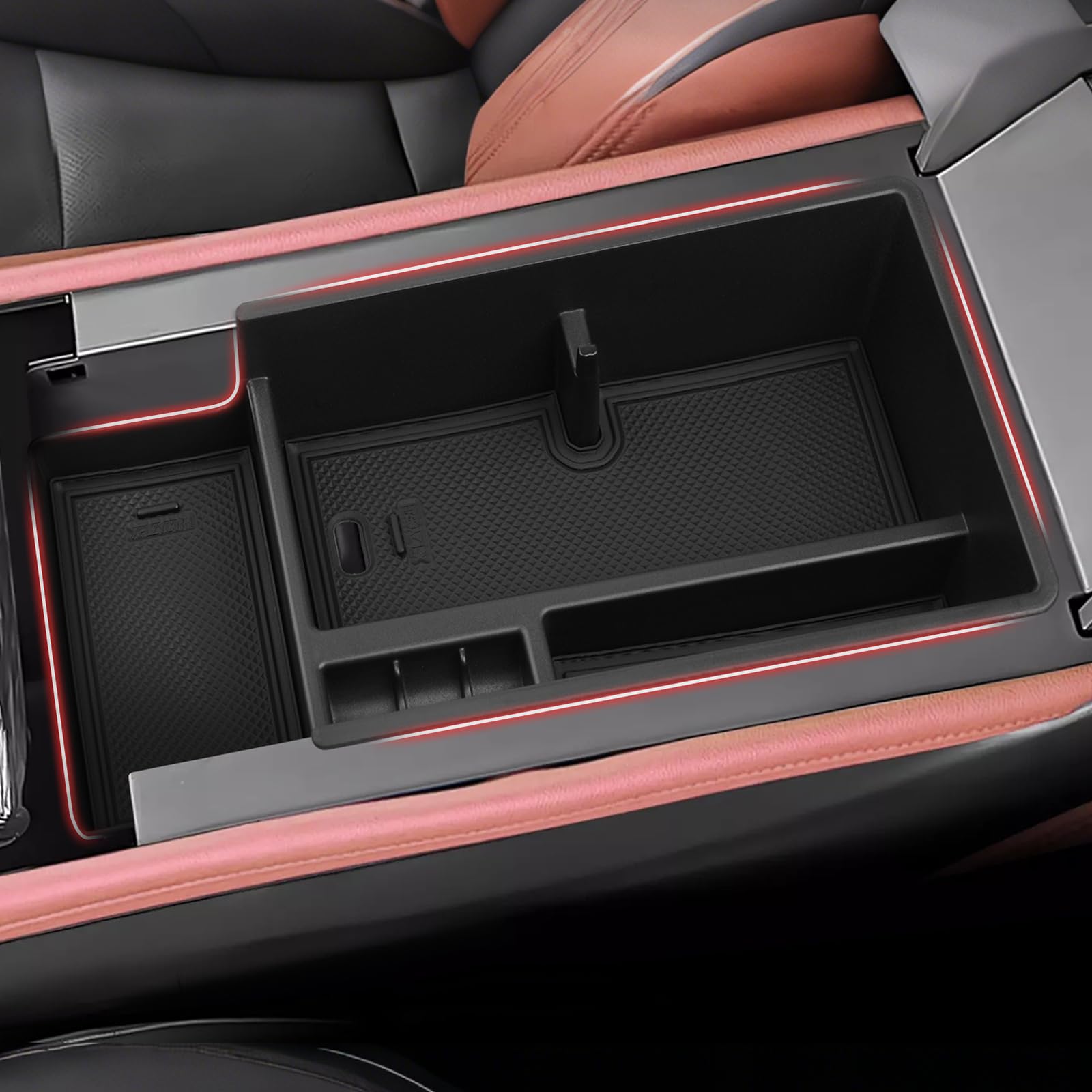 Autorder Center Console Organizer for 2024-2026 Chevrolet Blazer EV Accessories Armrest Storage Box Secondary Insert Tray with A