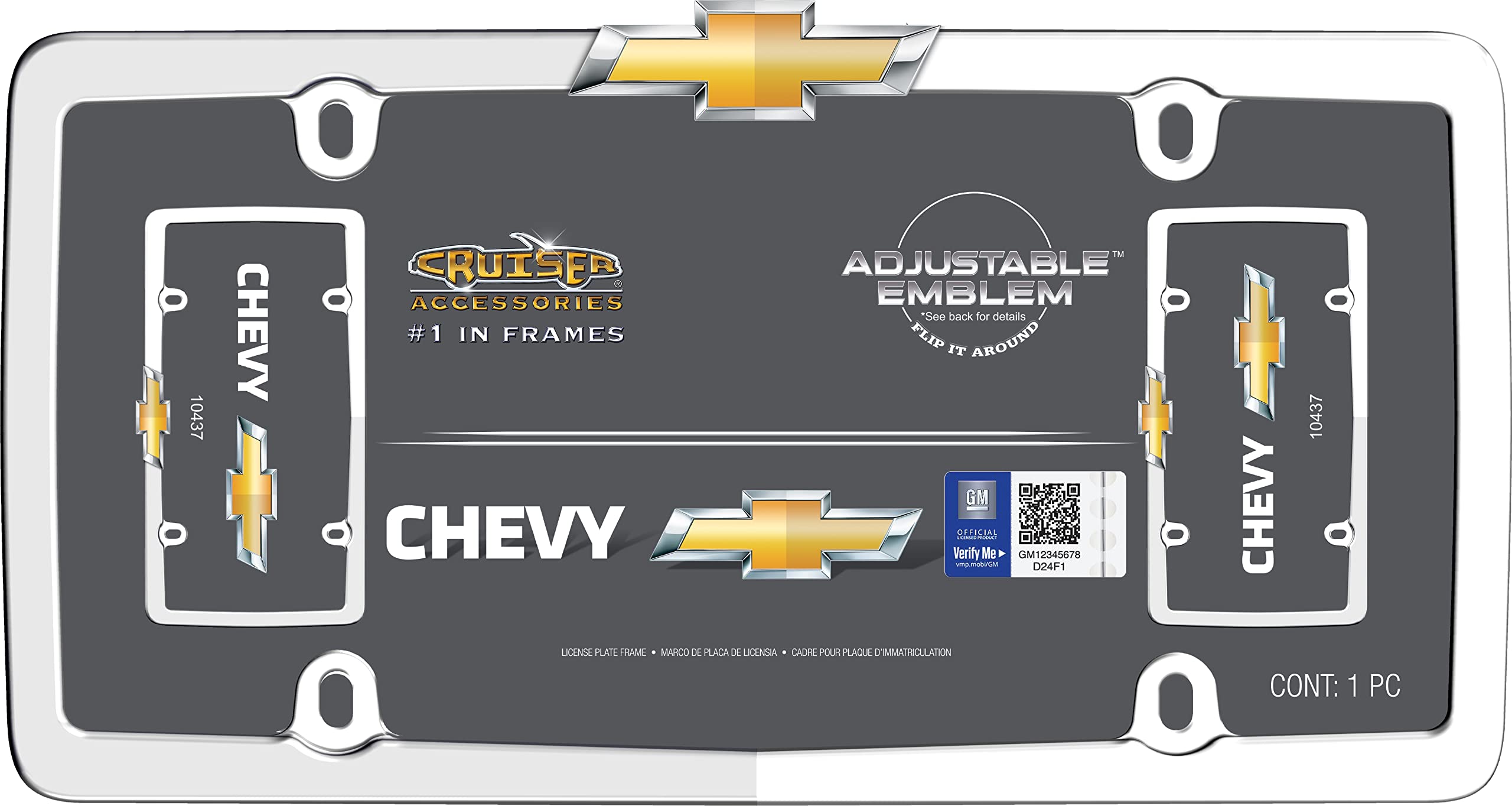 Cruiser Accessories 10437 Chevy License Plate Frame, Chrome/Gold