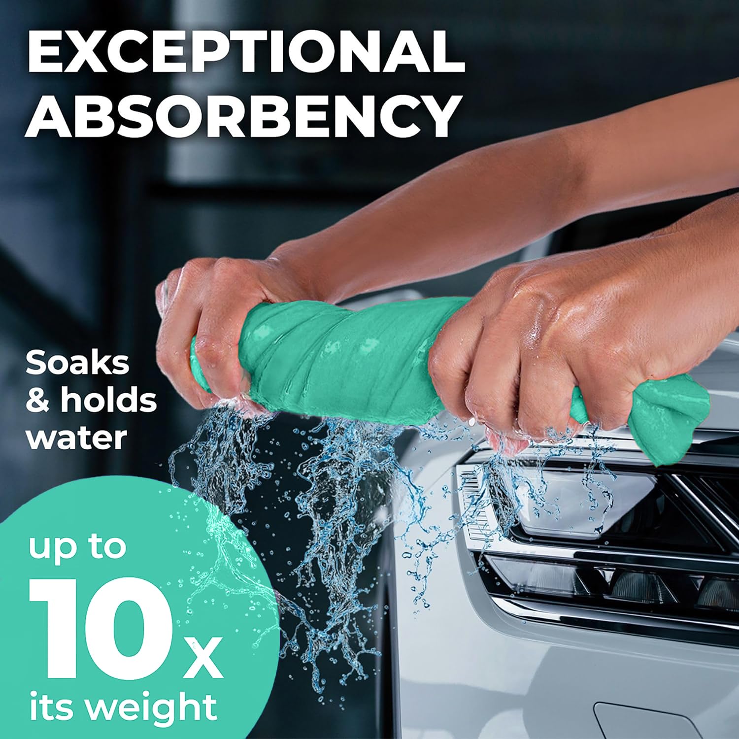 Premium Xl Shammy Towel For Car - 2Pk (34   X25   ) - Super Absorbent Chamois Cloth - Spots & Scratch-Free - Reusable Car Drying
