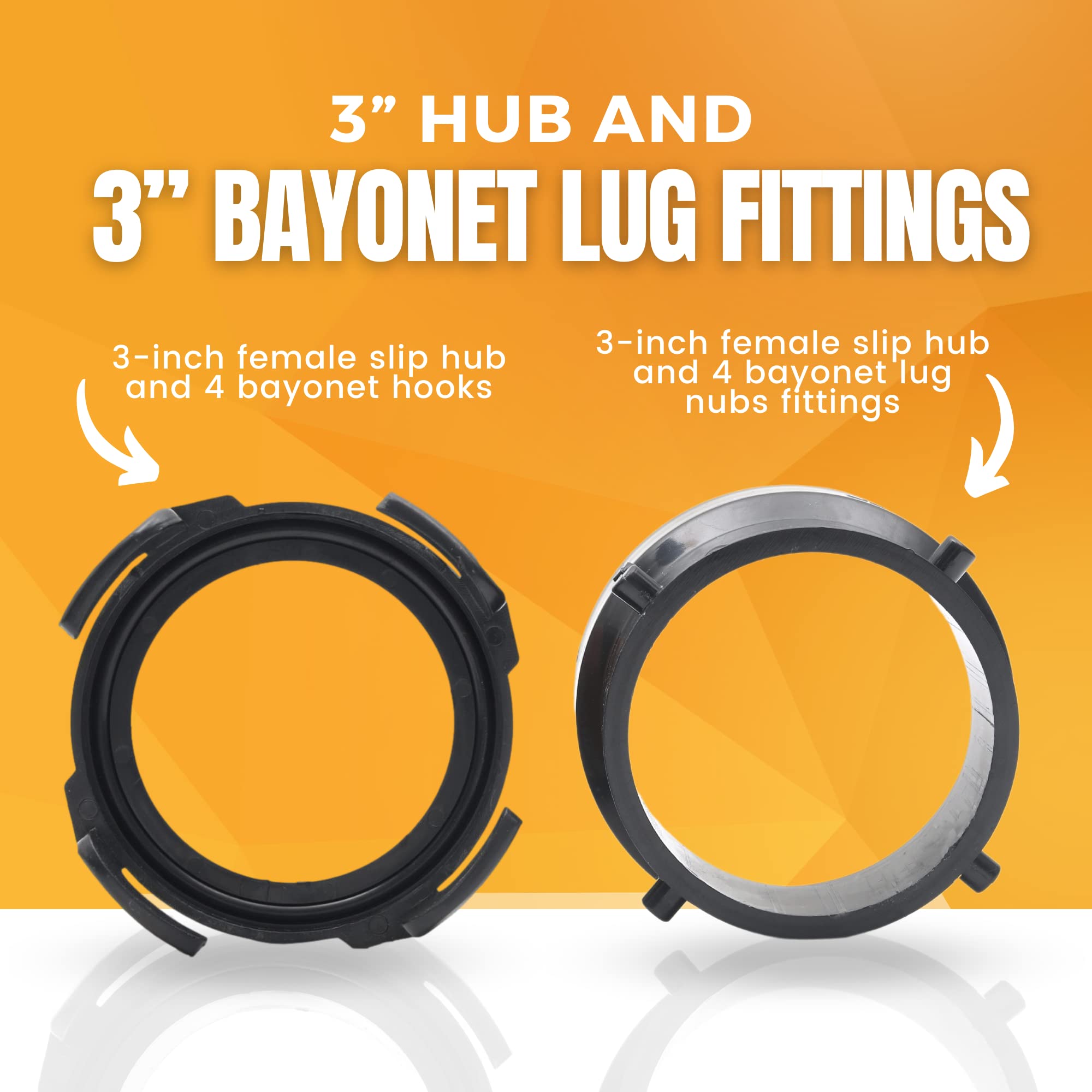 Tongass (Combo Pack) Rv Sewer Hose Fitting Adapter To Pvc, Rv Sewer Connection & Rv Sewer Termination Adapter - 3'' Hub X Bayone
