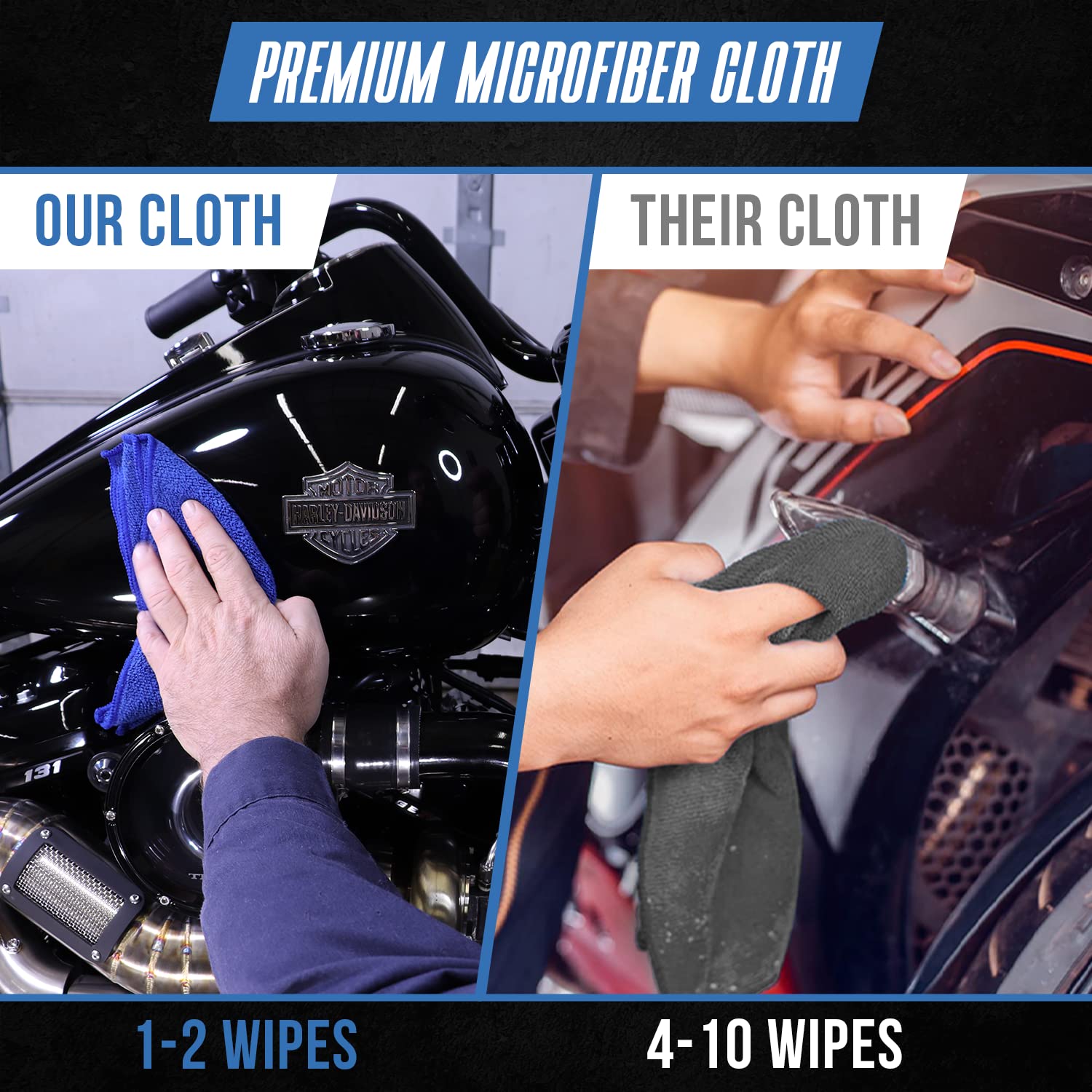 M1 MOTO Fast Detailer Motorcycle Cleaner, Pro Polish & Sealer Spray, 16 FL OZ, Model M1MOTOFD, All-in-One Kit with Microfiber Cloth