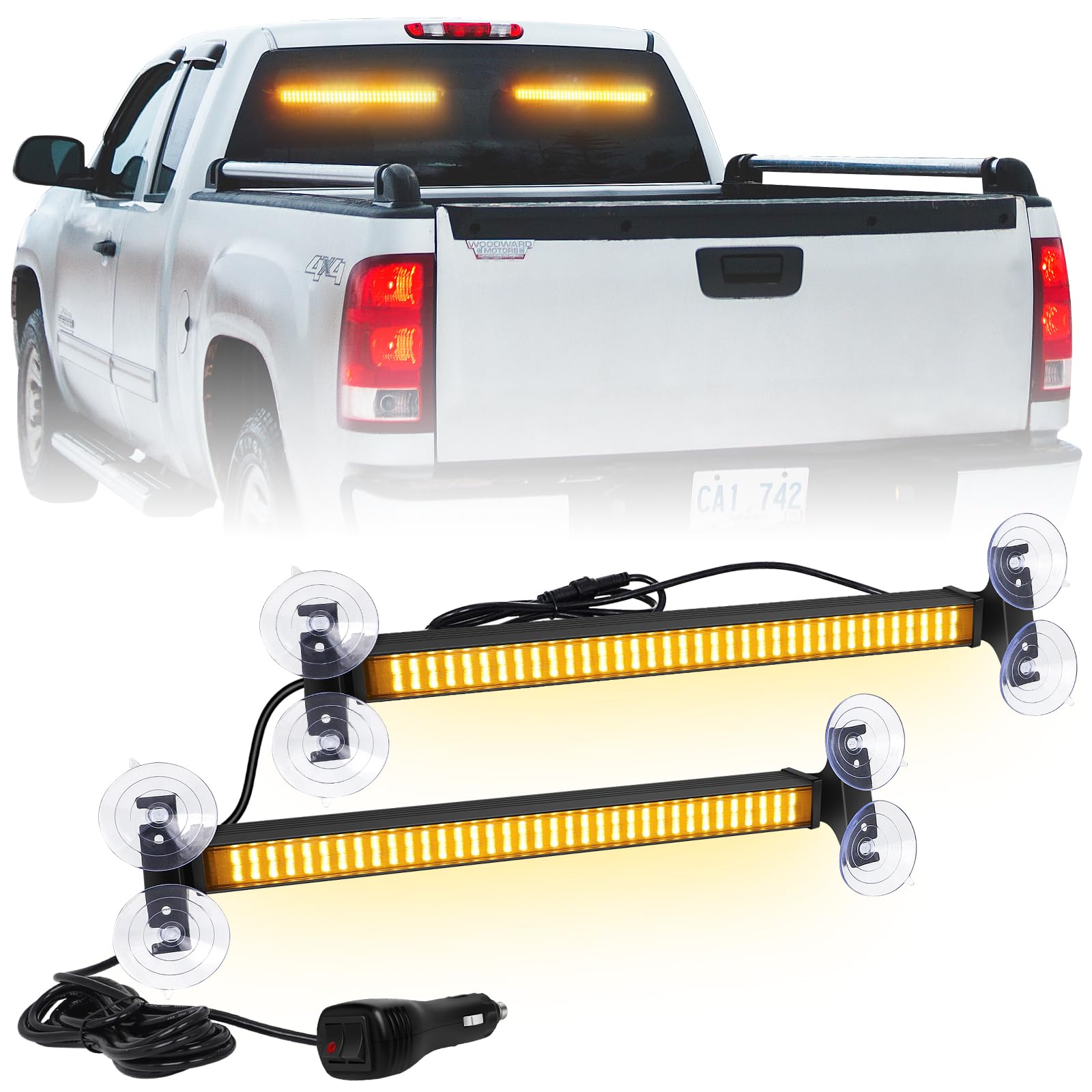 Xridonsen 2 In 1 Emergency Strobe Traffic Advisor Amber Light Bar 144 Led Warning Safety Interior Dash Windshield Lights Deck Sp