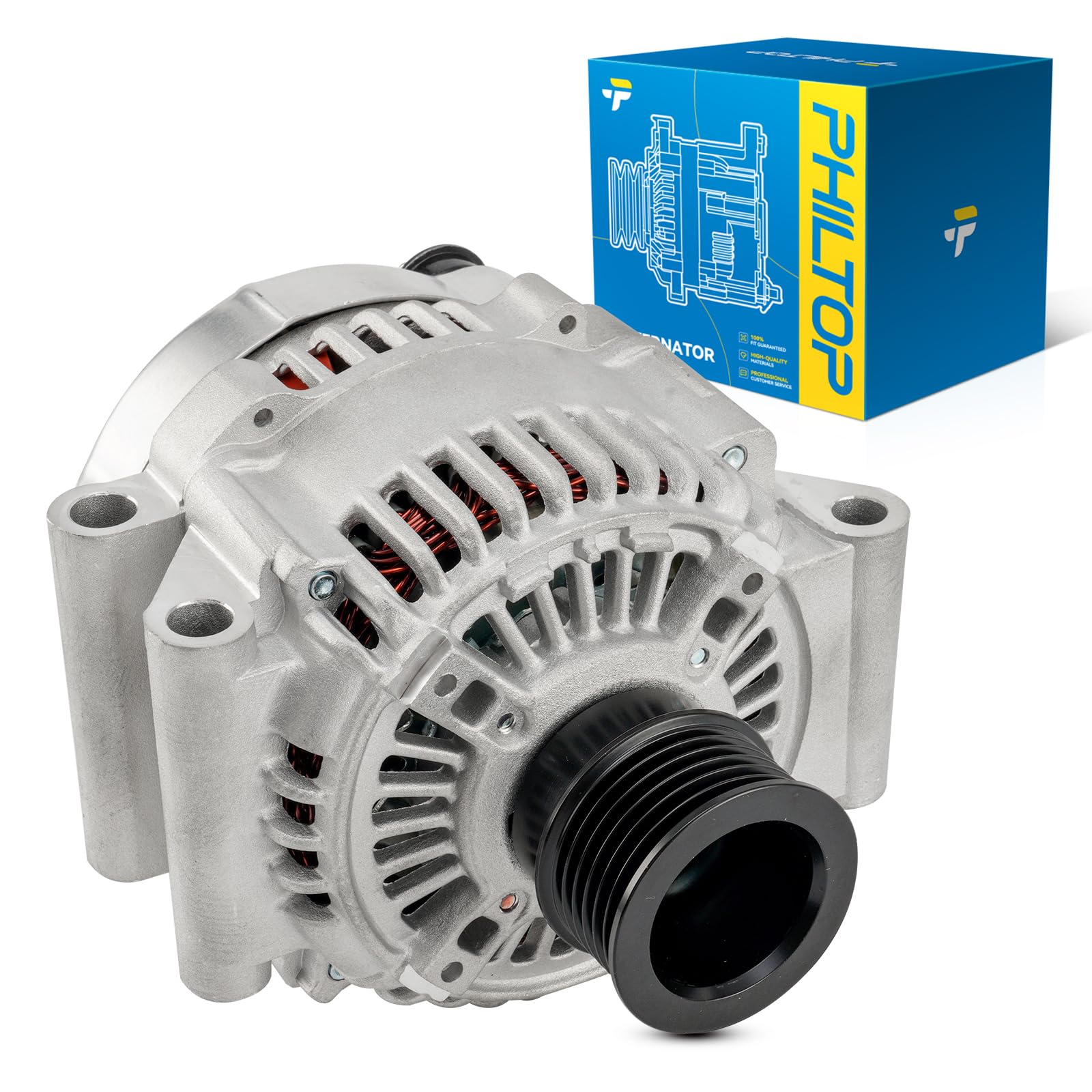 PHILTOP Alternator Compatible with Mini Cooper 2002-2008 1.6L High Amp Alternators Replace 11049N 12V 105Amp CW S6 6-Groove Pull