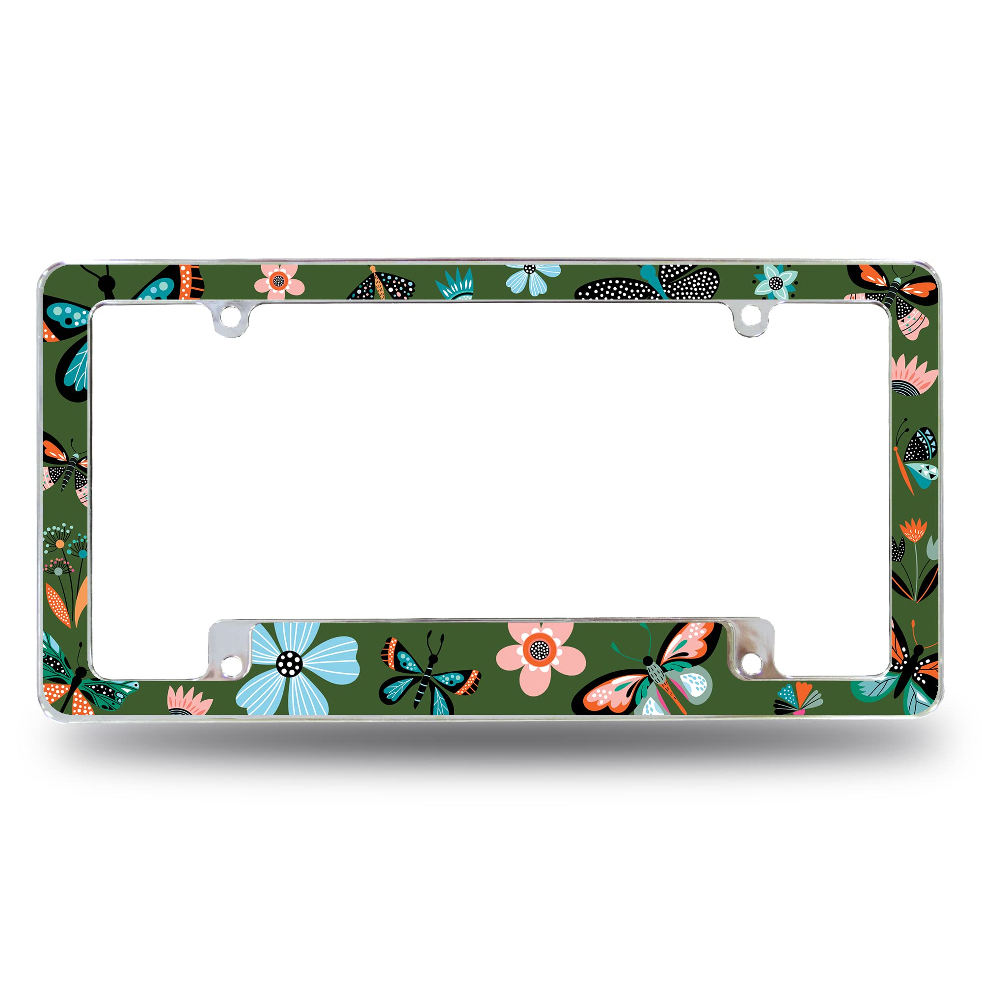 Rico Industries Butterflies Floral All Over Automotive License Plate Frame for Car/Truck/SUV (12 x 6)