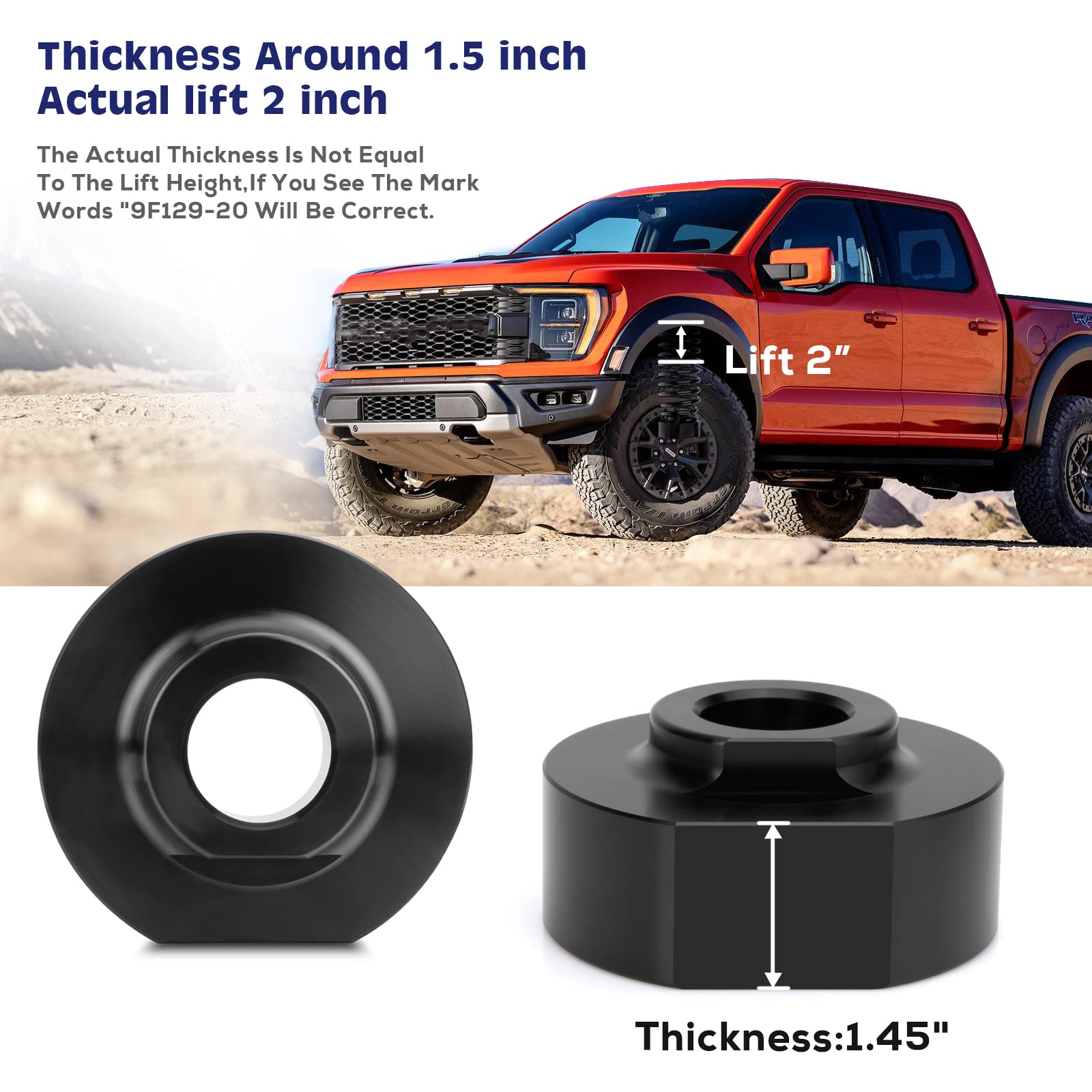 KSP 2'' Leveling Lift Kits Compatible with Ford, Front Strut Spring Spacers with 5/8'' Stud Extenders Work on 1981-1996 F150/198