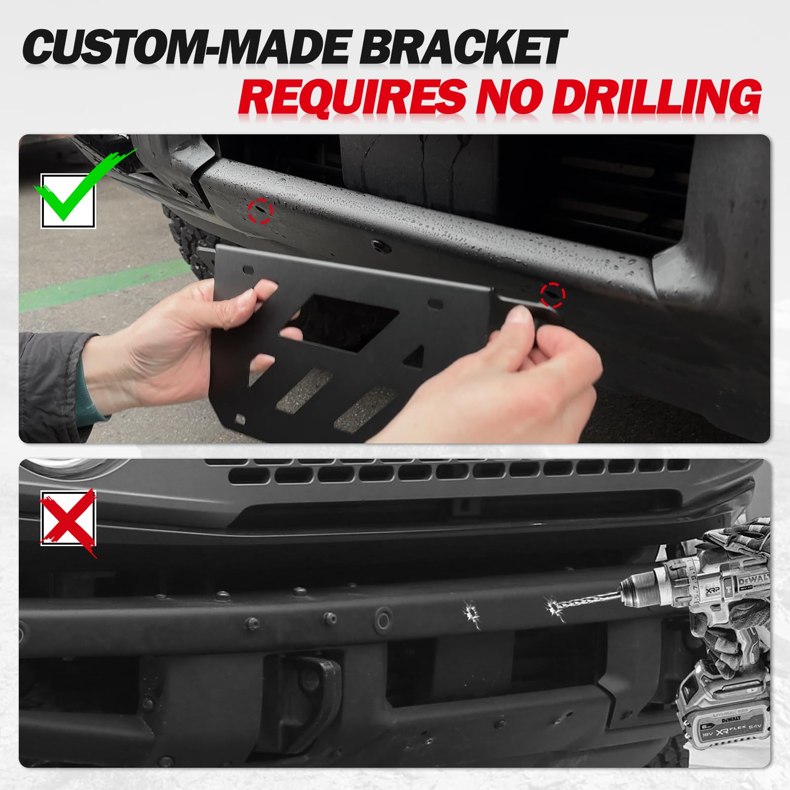 Mabett Front License Plate Frame for Ford Bronco 2021-2025, Heavy-Duty Aluminum, Modular Bumper Design