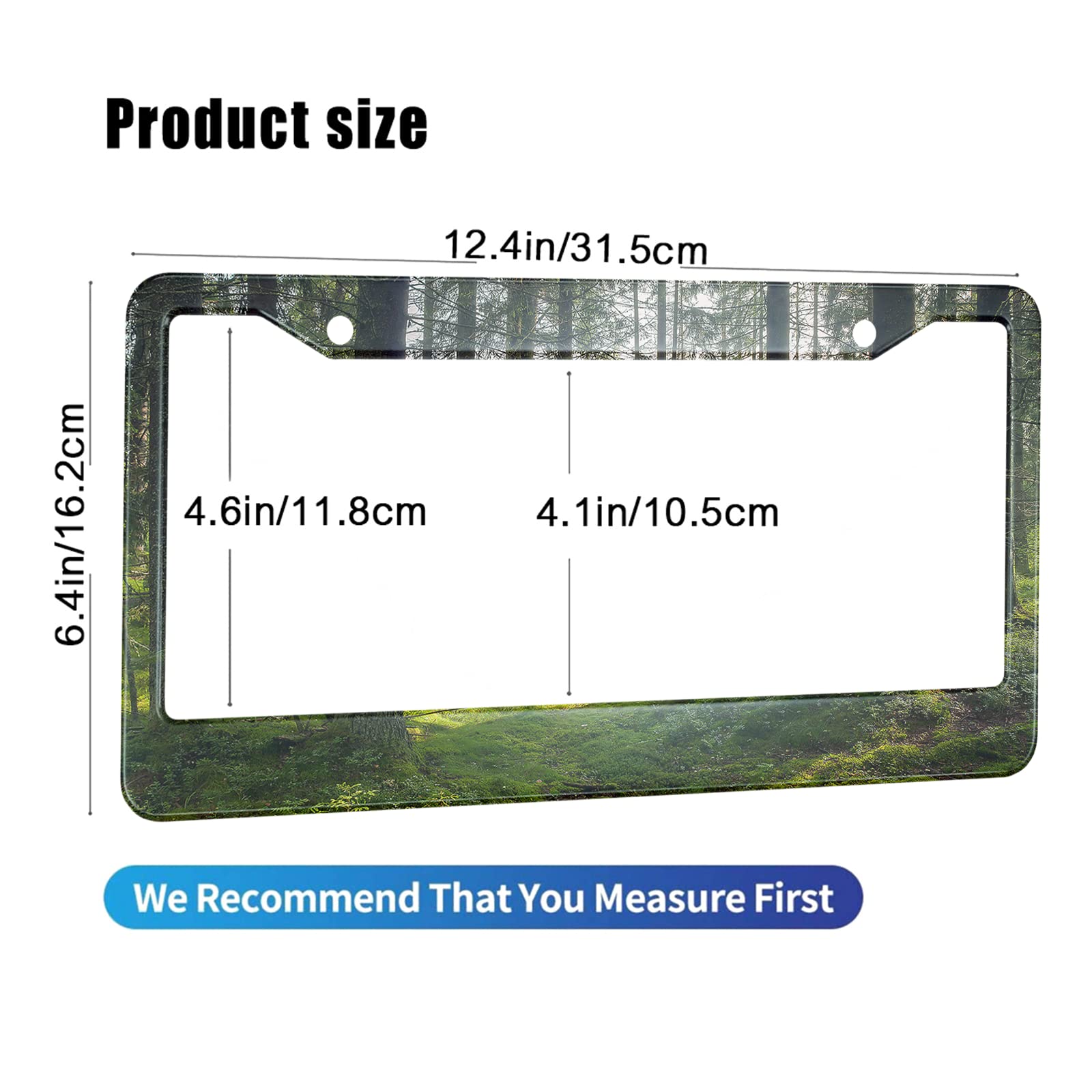 HOSNYE Dark Forest License Plate Frame Black 2 Pcs Karelia Forest Trees Metal Cute Licenses Plates Frames Licenses Plate Covers