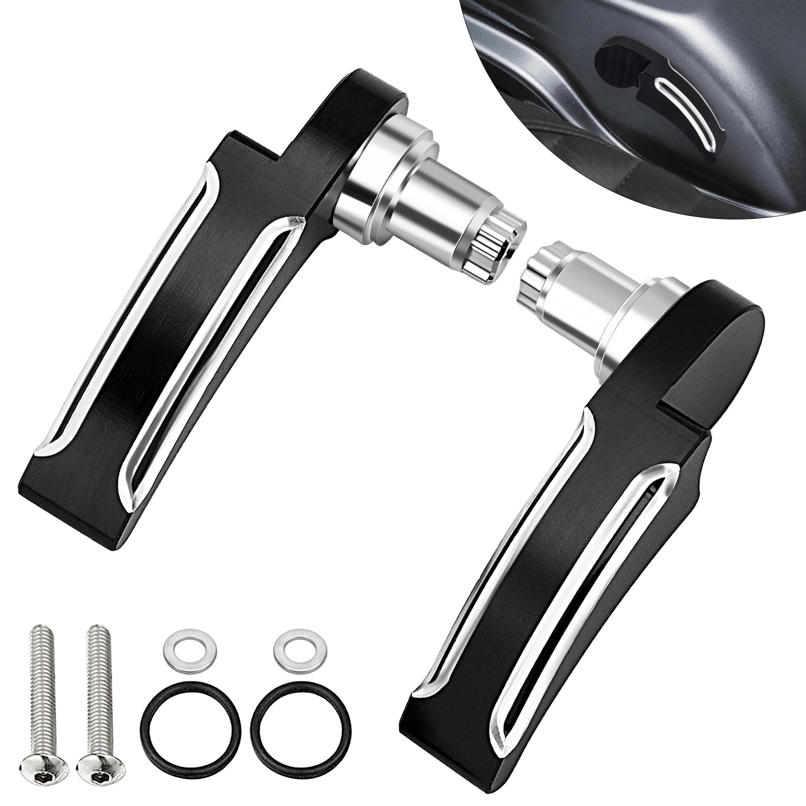 Amazicha Black Saddlebag Lid Lifters Saddle Bag Latch Kit fit for Harley Davidson Touring Street Glide, Road King, Road Glide, E