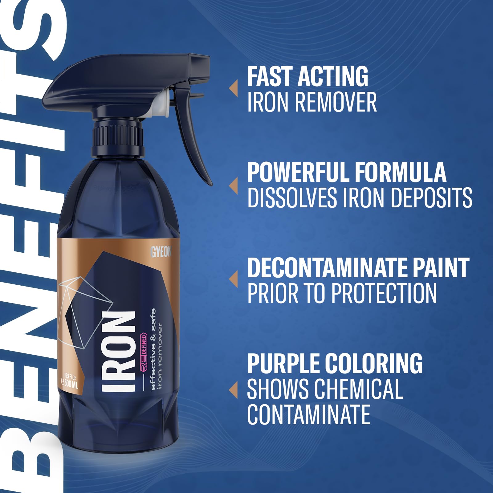 Gyeon Iron Redefined 500 Ml - Iron Remover And Rust Spot Spray For Car Detailing | Easily Remove Iron Fallout From Your Cars Paint | Powerful Brake Rust Remover And Automobile Rust Remover