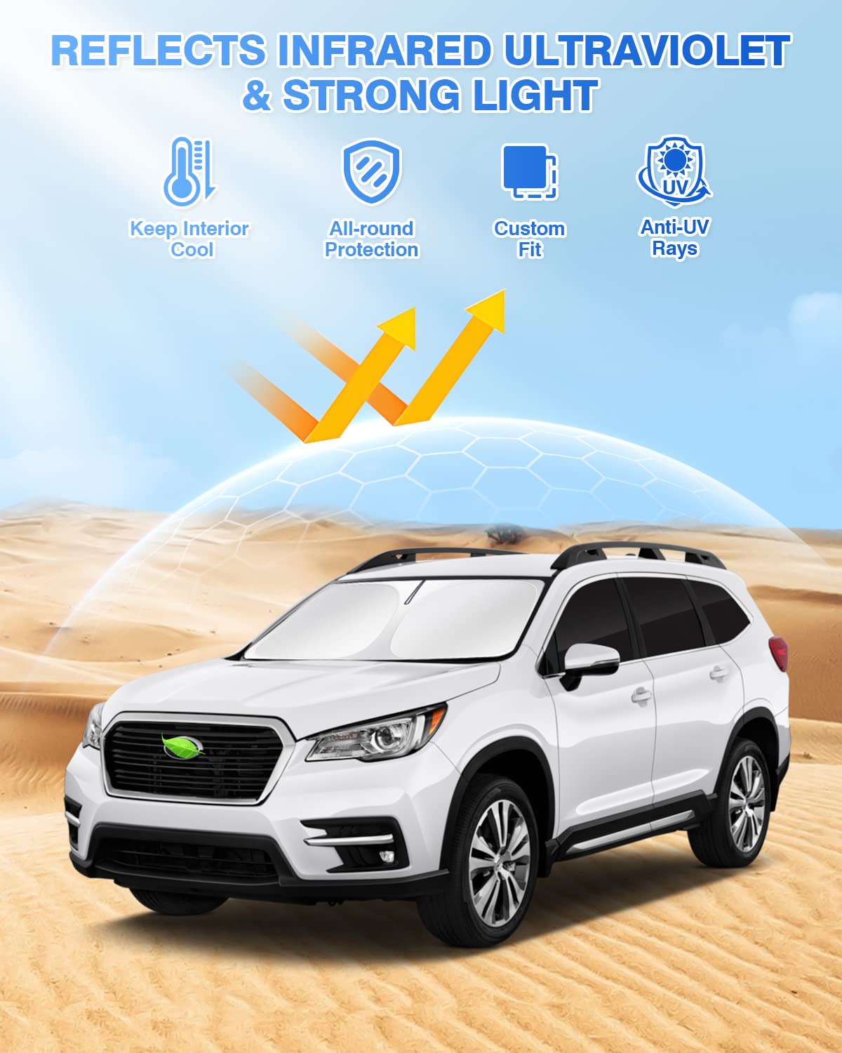 Canvcle Windshield Sun Shade Set for 2019-2026 Subaru Ascent, Black, 8PCS, Polyester, Privacy Protection, Keep Vehicle Cool