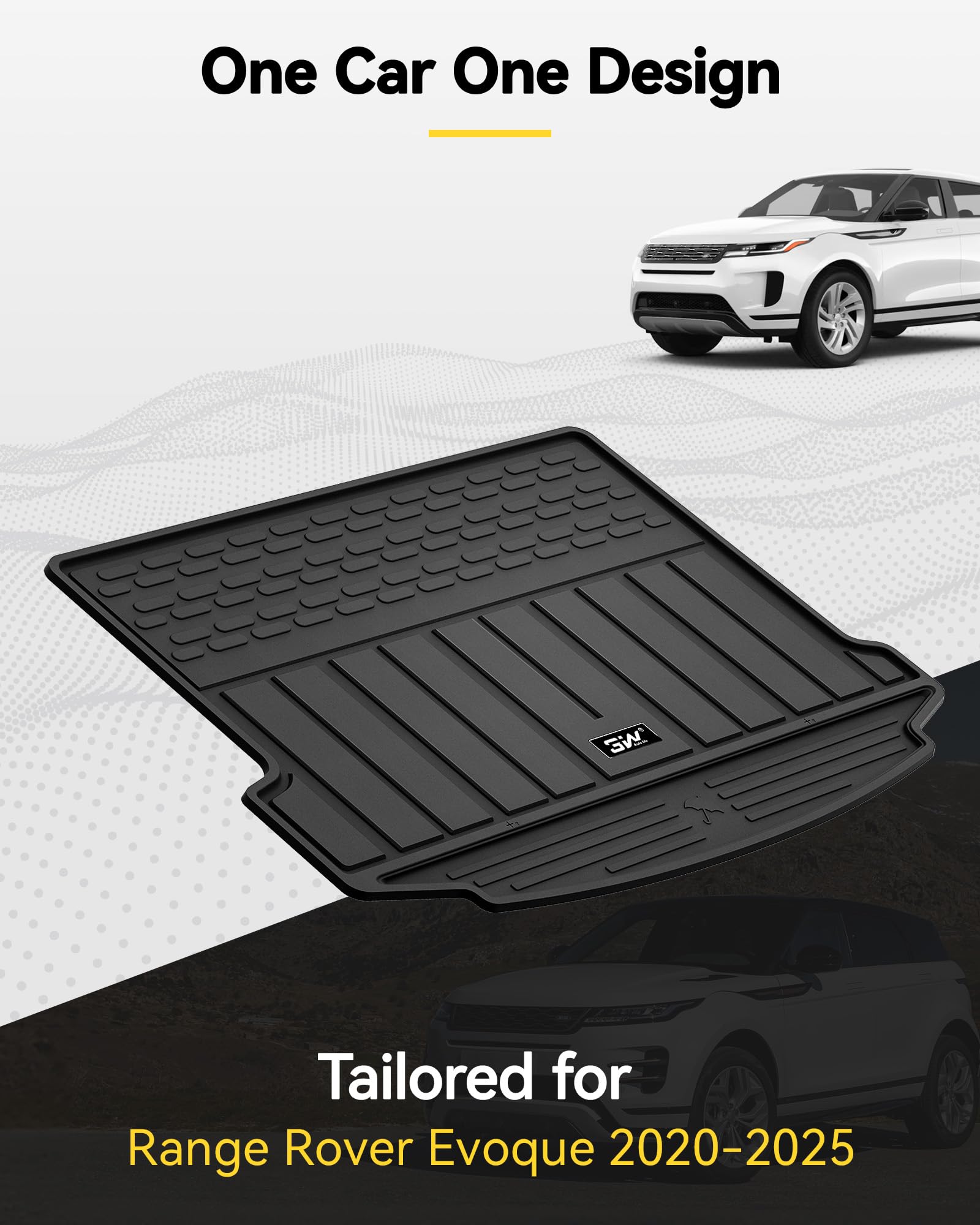 3W Cargo Liner Fit For Range Rover Evoque 2020-2025 5S,Tpe All Weather Custom Fit Floor Liner For Range Rover Full Set Car Mats,