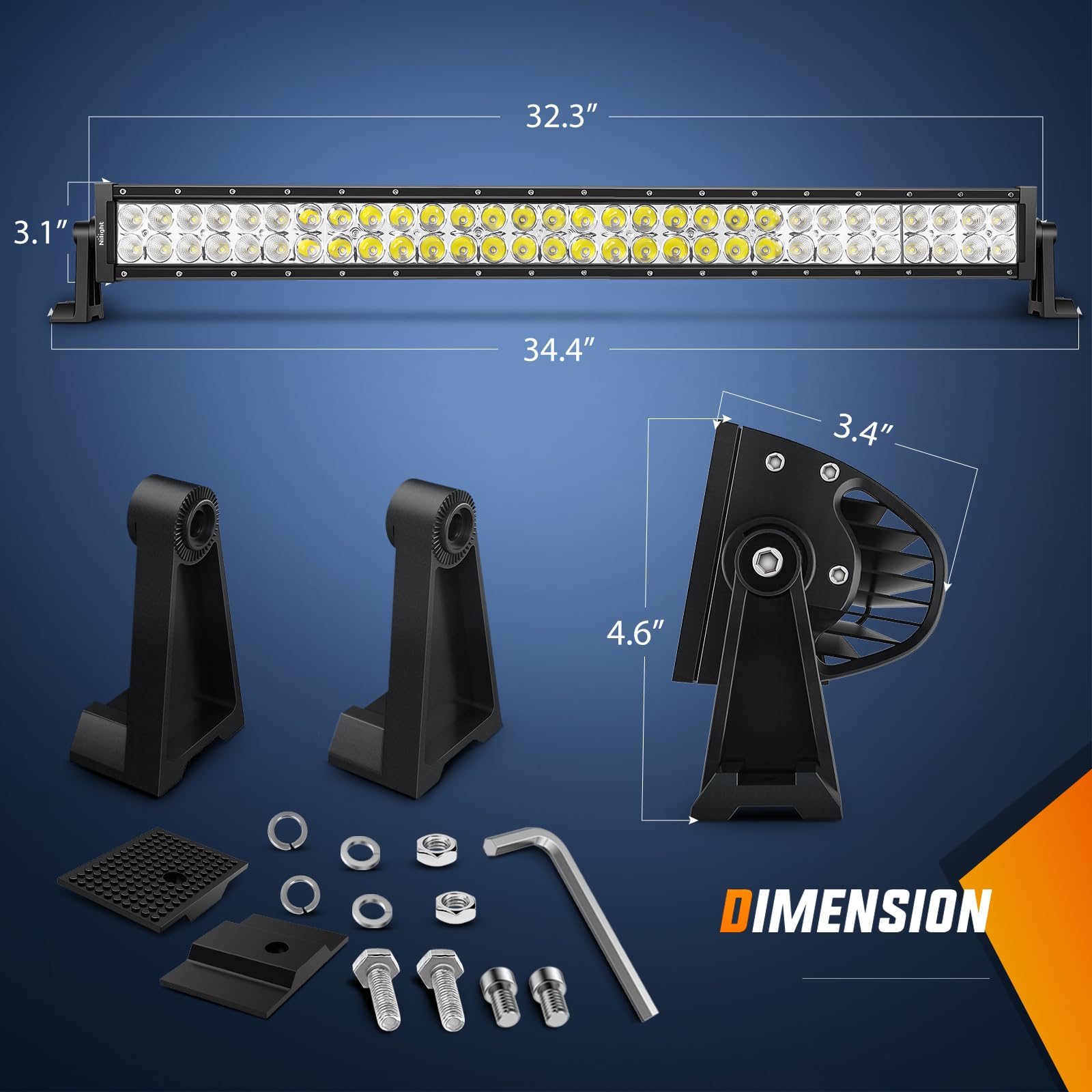 Nilight 32 Inch 180W LED Light Bar with 2Pcs 18W Pods & Wiring Harness - Off Road Driving Lights for SUV, Truck, ATV, UTV, Boat