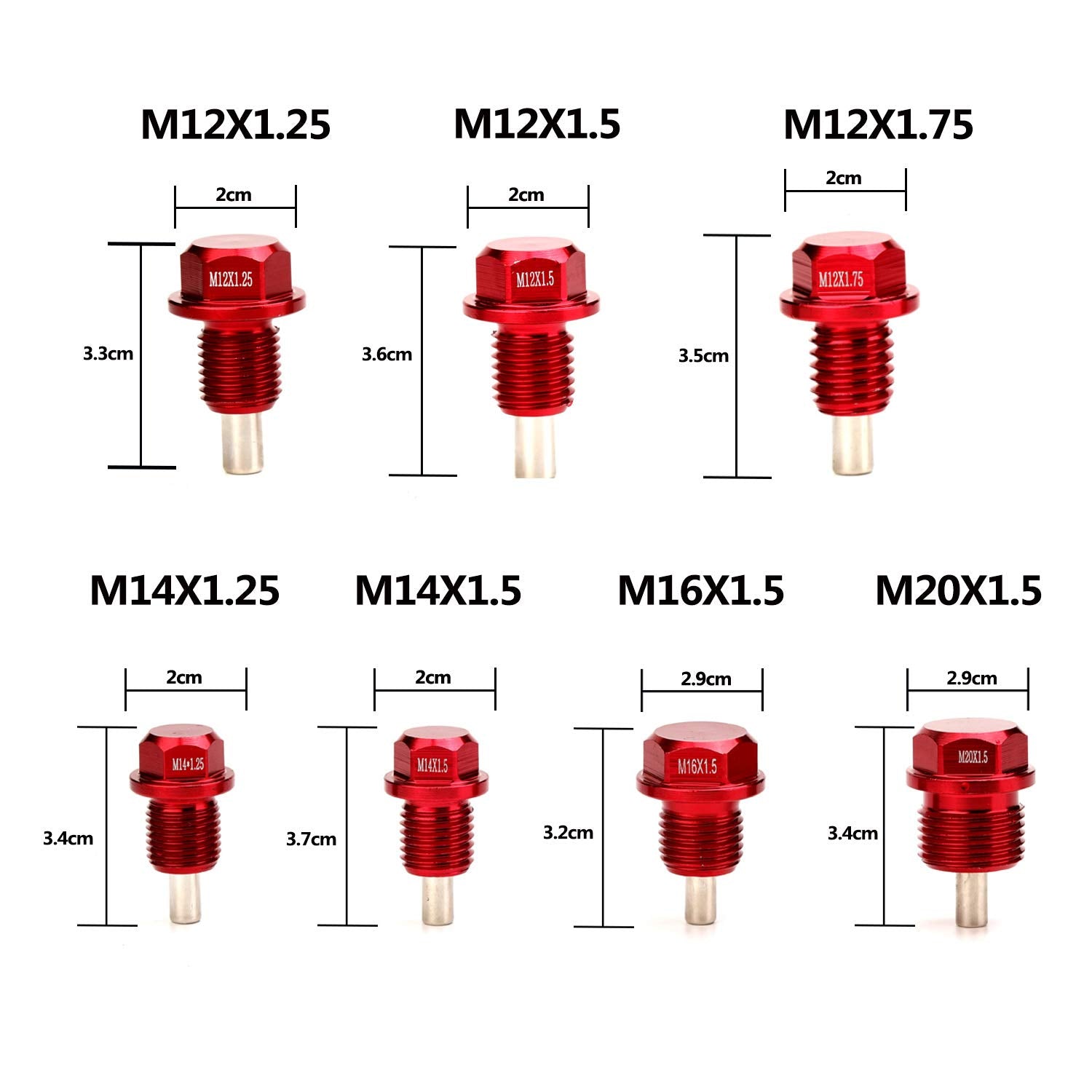 Magnetic Oil Drain Plug Magnetic Sump Drain Nut Oil Drain Bolt (12X1.5,Red)