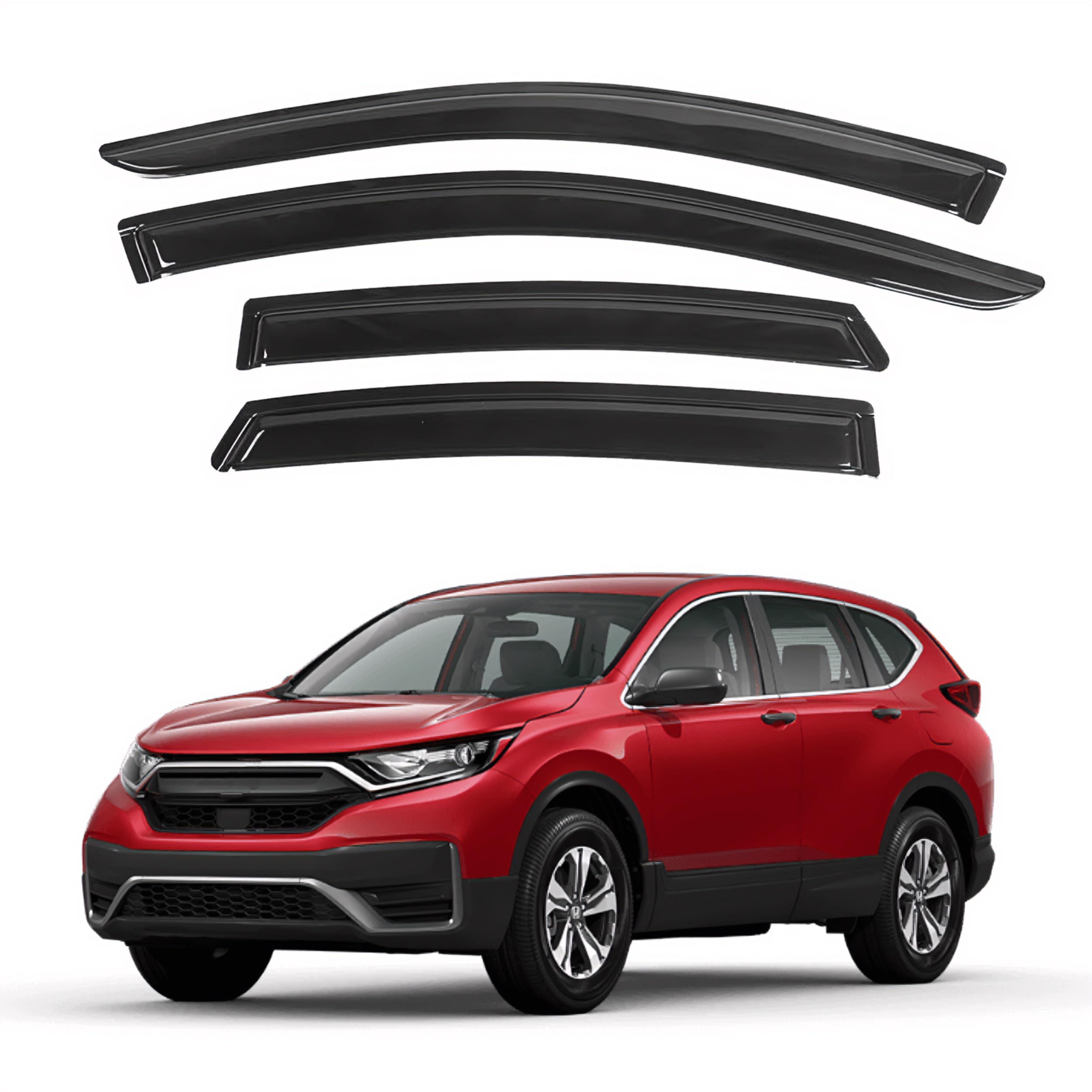 Ig Window Visor For Honda Cr-V (Crv) 2017-2022, Rain Guard Tape-On Extra Durable Sun Wind Side Vent Window Deflector Mugen Style