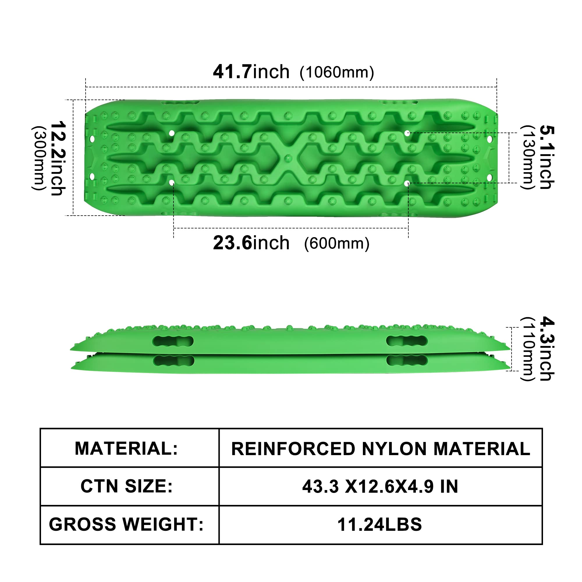 X-BULL Recovery Traction Tracks for 4WD - Green Nylon Tire Ladder, Bag + Hardware, Model EE900-B