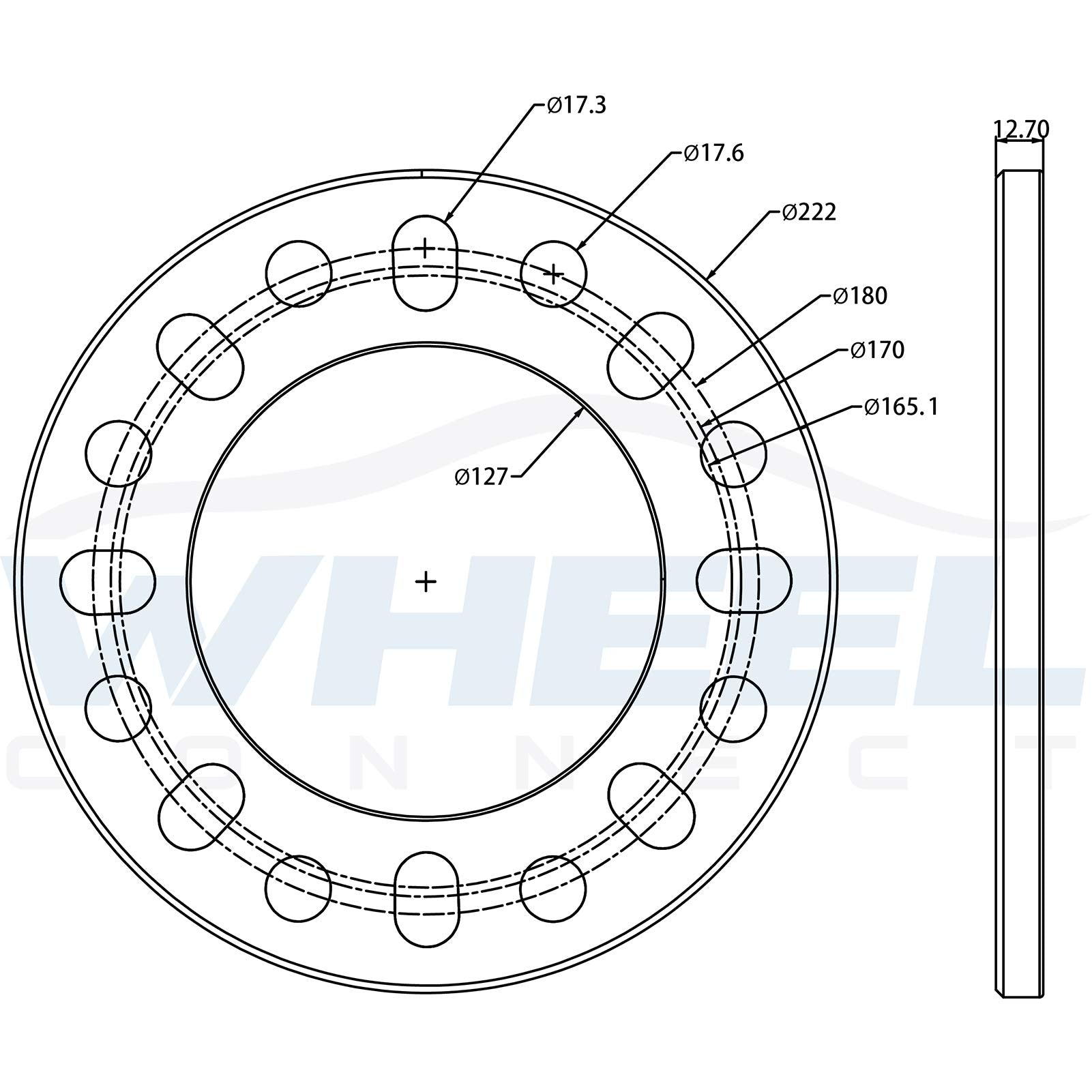 Wheel Connect Light Truck Wheel Spacer,12Mm Thickness(1/2Inch),Fit 8 Bolt Pattern 8X6.5, 8X165.1, 8X170, 8X180, Cast Aluminum, Pack Of 4.