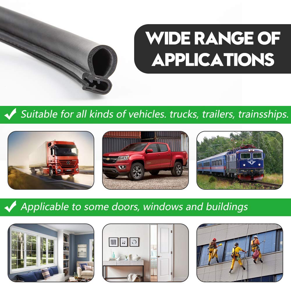 10Ft Car Door Weather Strip With Top Bulb, Pvc Plastic Trim With Epdm Rubber Seal, For Automotive, Boats, Rvs, Trucks & Home App