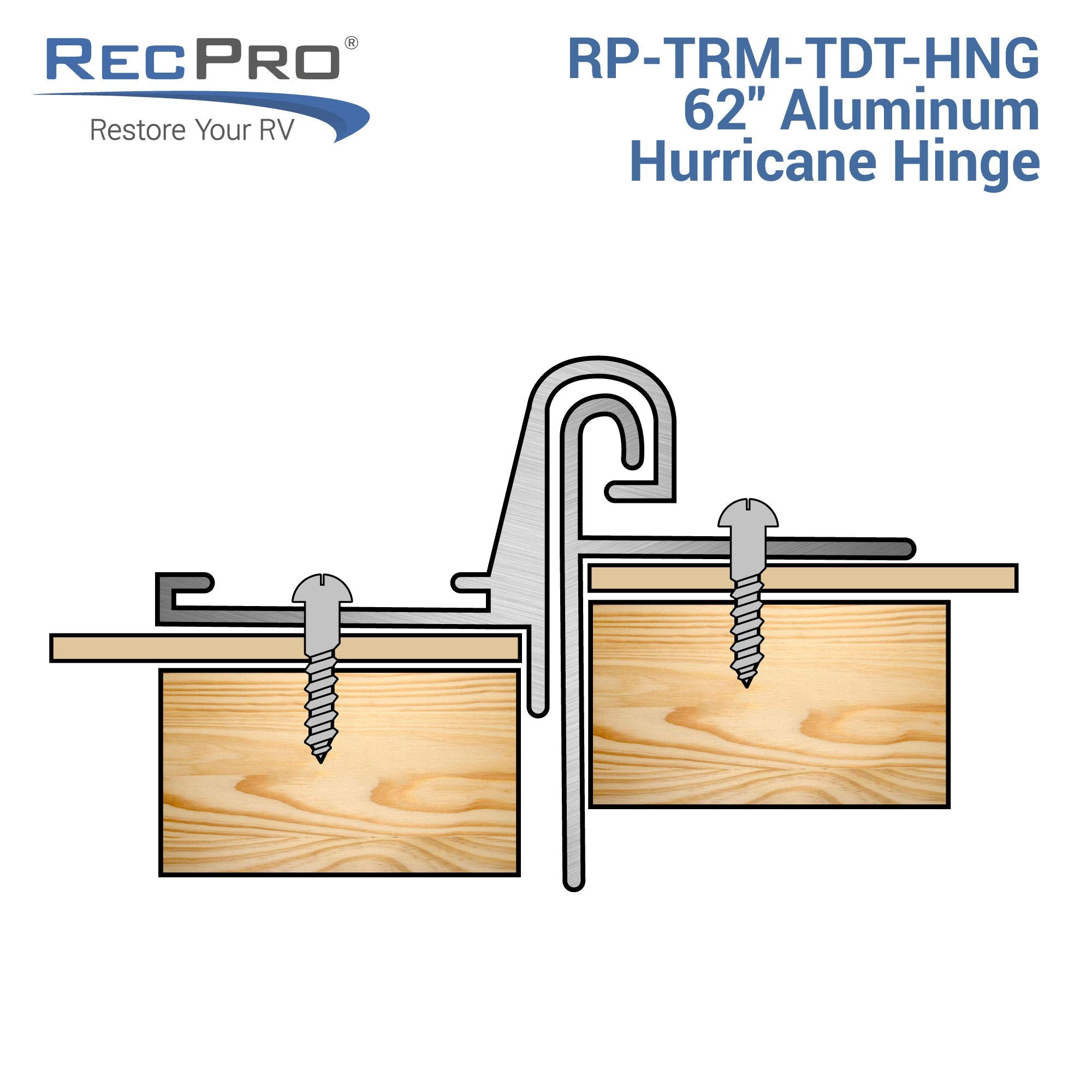 RecPro RV Teardrop Trailer Hurricane Hinge | 62" Aluminum Galley Hatch Door | Made in America | Model 193652026532