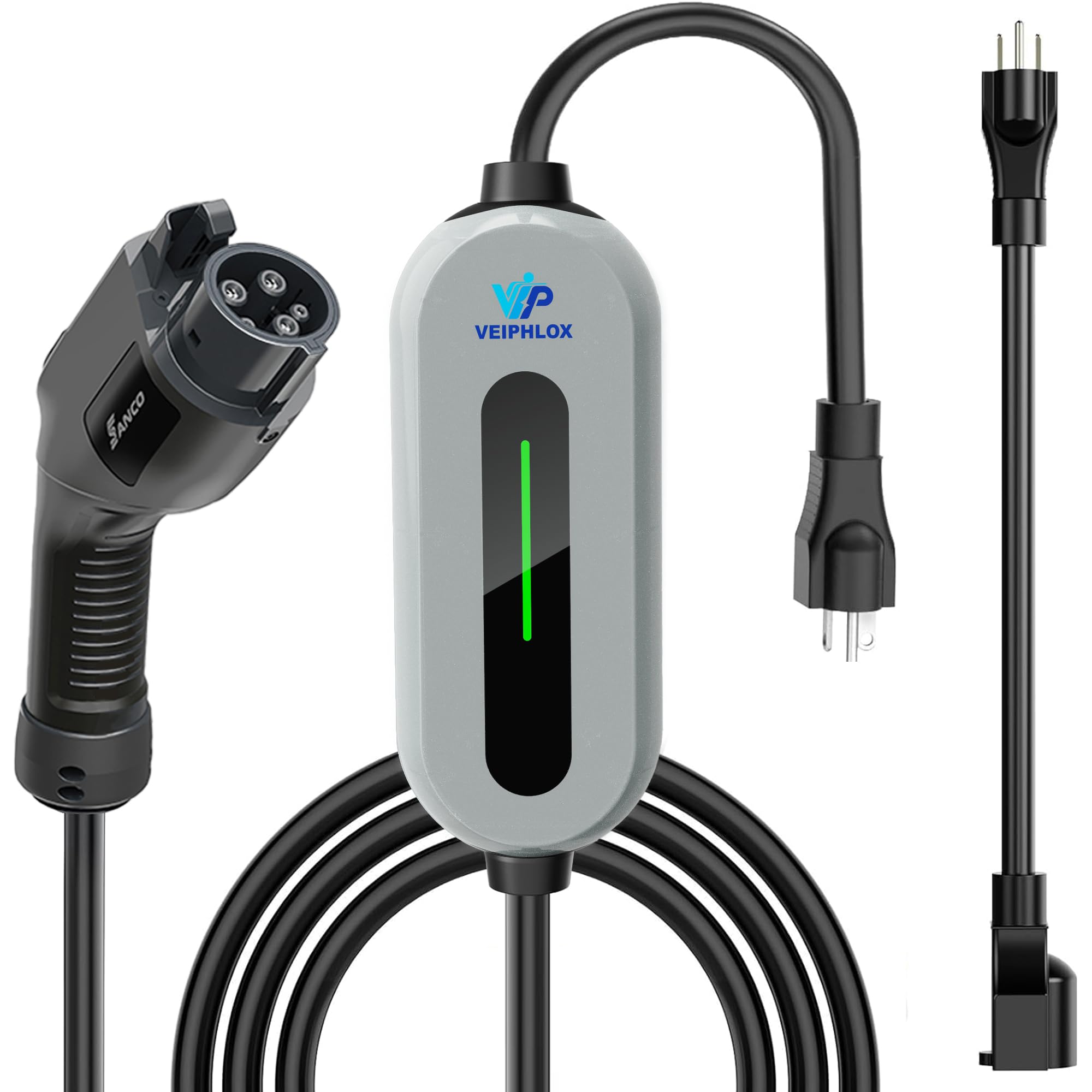 Level 1 and 2 Portable Ev Charger 16A, Electric Car Charger J1772 with 25ft Cable, Electric Vehicle Charging Stations Outdoor wi