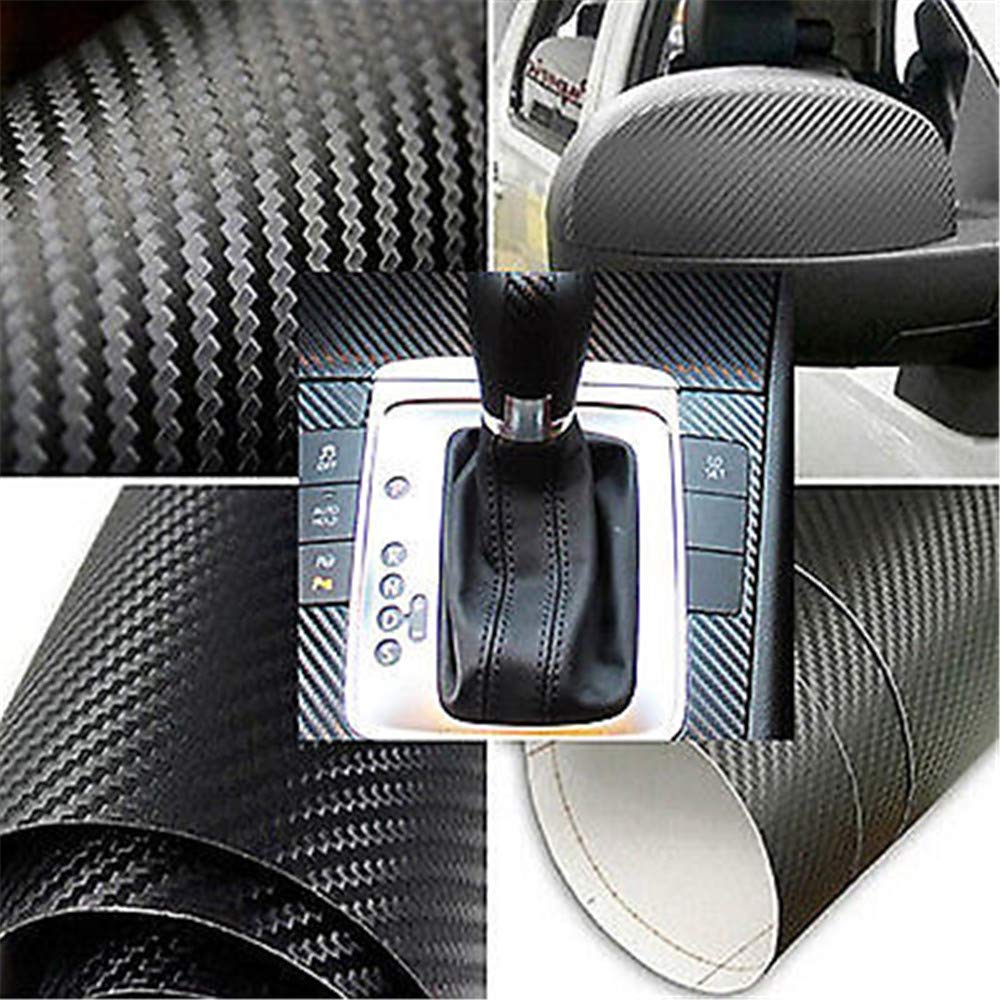 Diyah 3D Black Carbon Fiber Film 96'' X 48'' / 8 Ft X 4 Ft Twill Weave Vinyl Sheet Roll Wrap Diy Decals