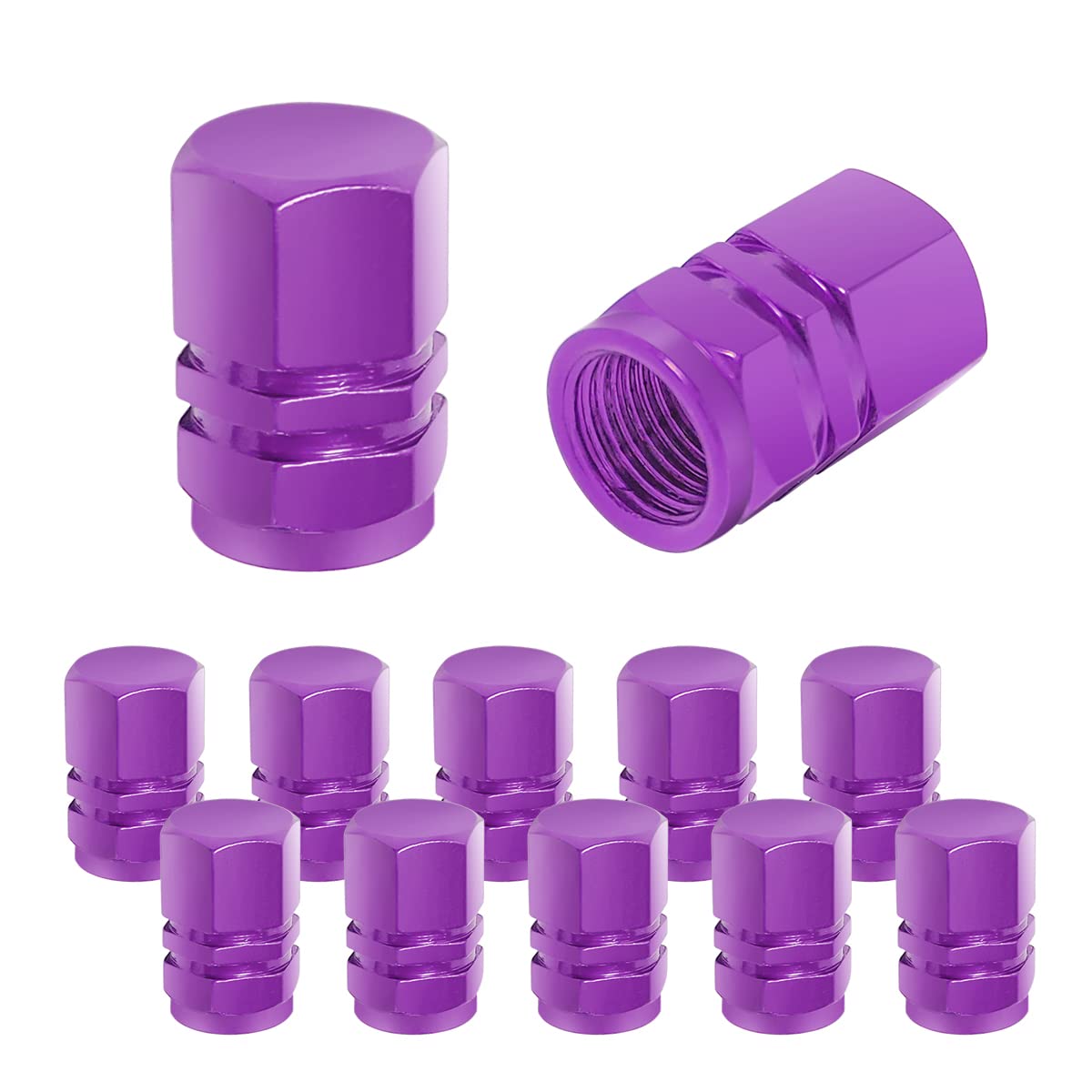 12 Pcs Car Tire Valve Stem Caps, Airtight Caps/Covers, Universal For Cars, Bicycles, Motorcycles, Suvs, Car Accessories For Men Women (Purple)