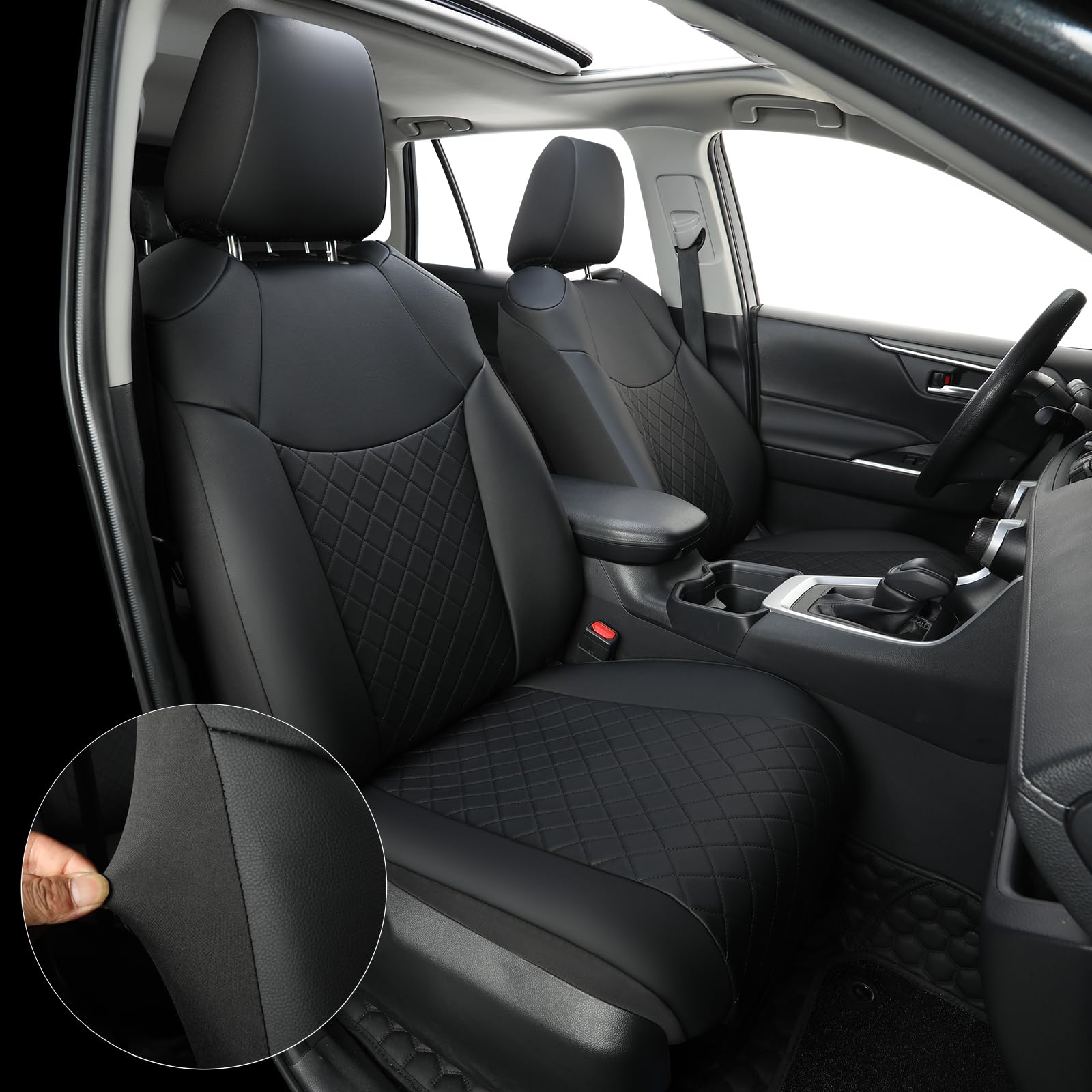 GIANT PANDA 2-Pack Front Car Seat Covers Custom Fit for Toyota Rav4 Hybrid SE/XSE 2019 2020 2021 2022 2023 2024 2025 Rav 4,Prime