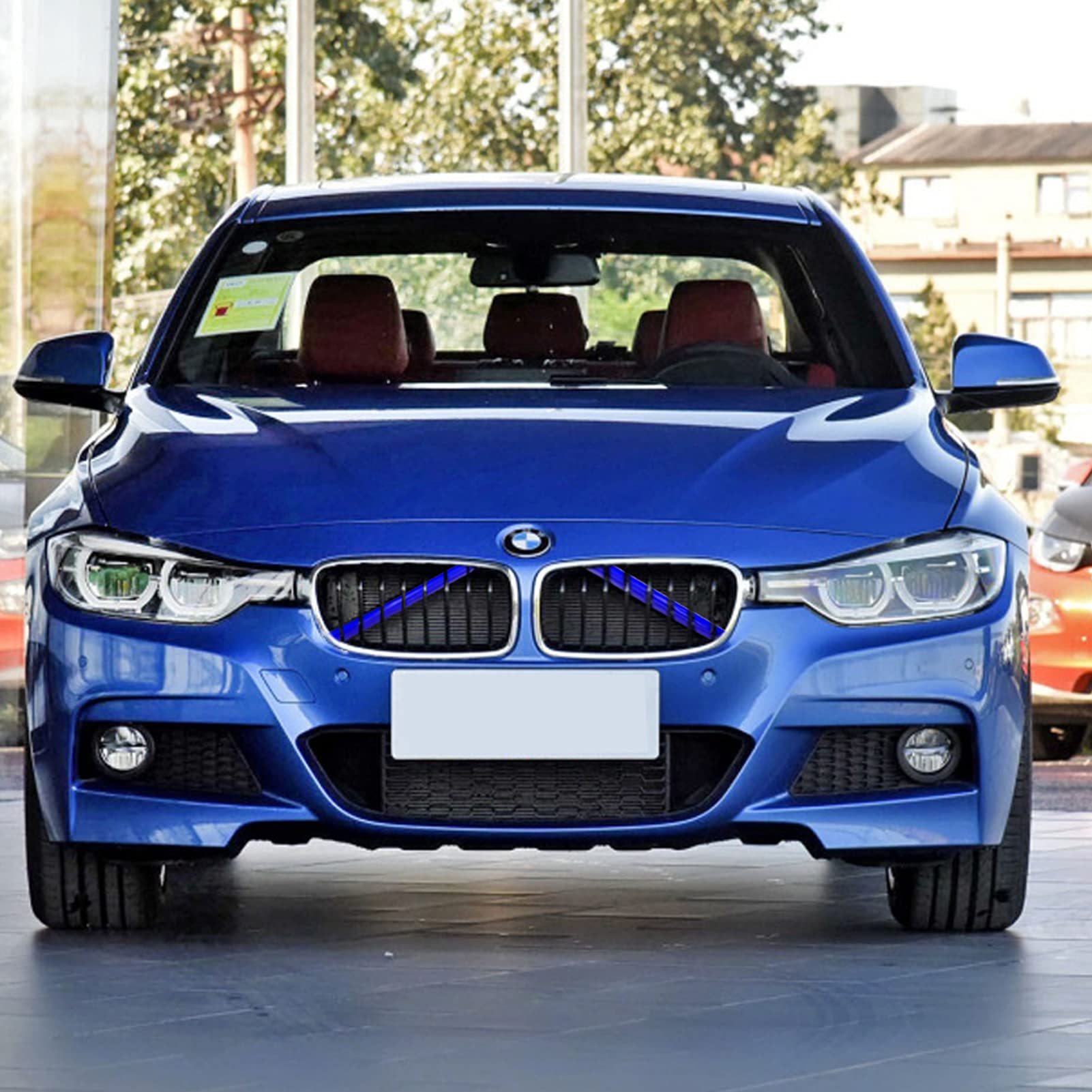 Jaronx BMW Grill Inserts Trims - Blue Plastic V Brace Wrap Covers for F30/G30 Series