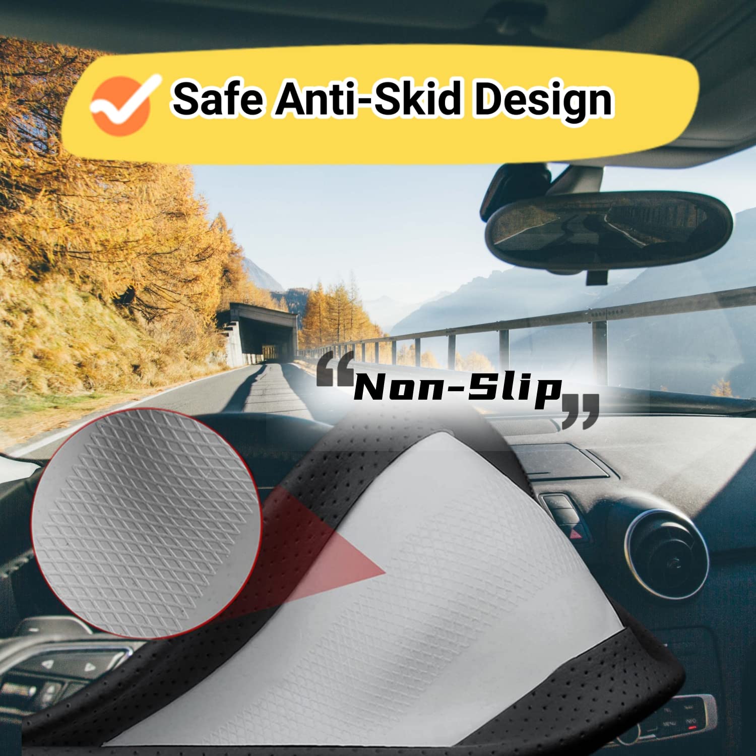 BllXESD Steering Wheel Cover Compatible with Toyota RAV4 2001-2023, Breathable Premium Leather Car Steering Wheel Cover, Anti-Sl