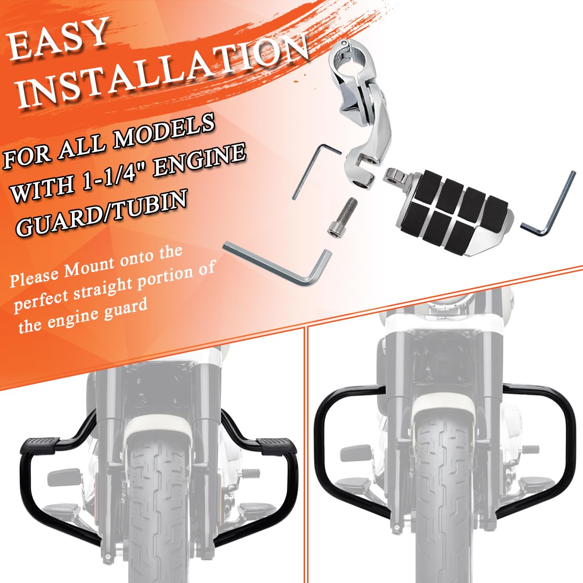 FOVPLUE 1.25'' Highway Footpegs, Short Angled Adjustable Highway Pegs w/Mounts for Harley Touring Street Glide Electra Glide Roa