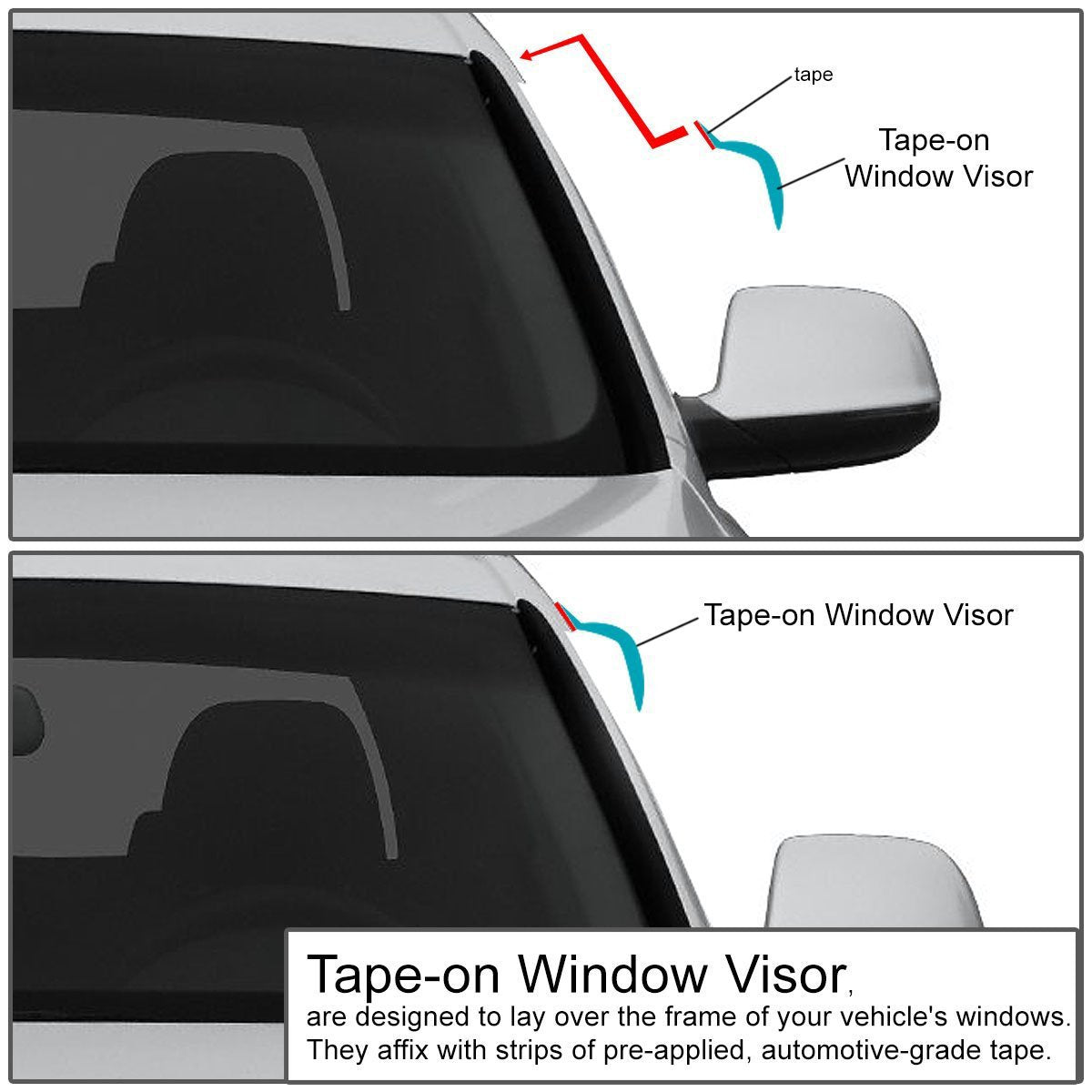 Auto Dynasty 4Pcs Tape-On Window Visor Deflector Rain Guard Compatible With 2003-2007 Murano Z50 4Dr, Acrylic