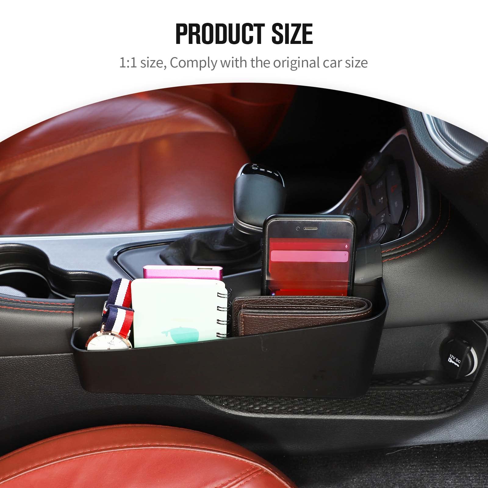 JeCar Storage Tray Organizer for Dodge Challenger 2015-2023, Black, JC2466, Durable Acrylonitrile Butadiene Styrene Material