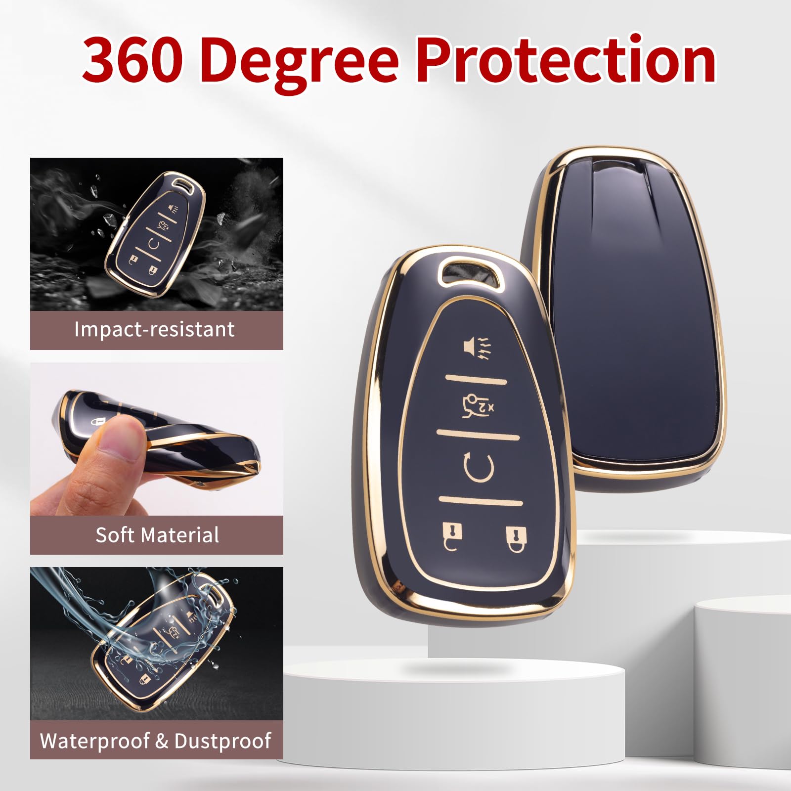 Qetoosur for Key Fob Cover with Leather Lanyard, Key Case Protection Shell Fit for Accord Civic CRV Pilot Odyssey Passport Smart