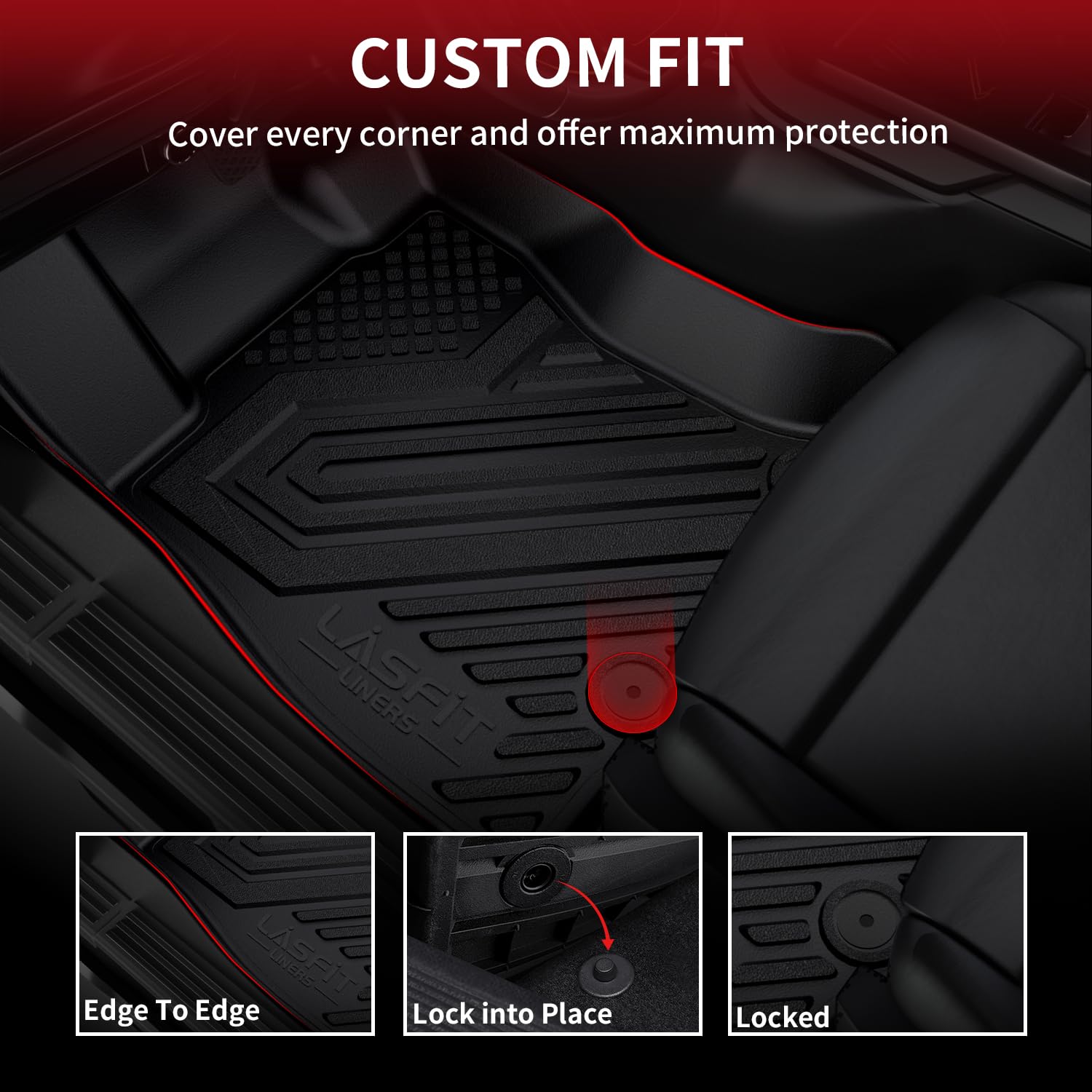 LASFIT Floor Mats 2019-2025 for Chevrolet Silverado/GMC Sierra 1500, 2020-2025 2500HD 3500HD, Only Without Rear Underseat Storag