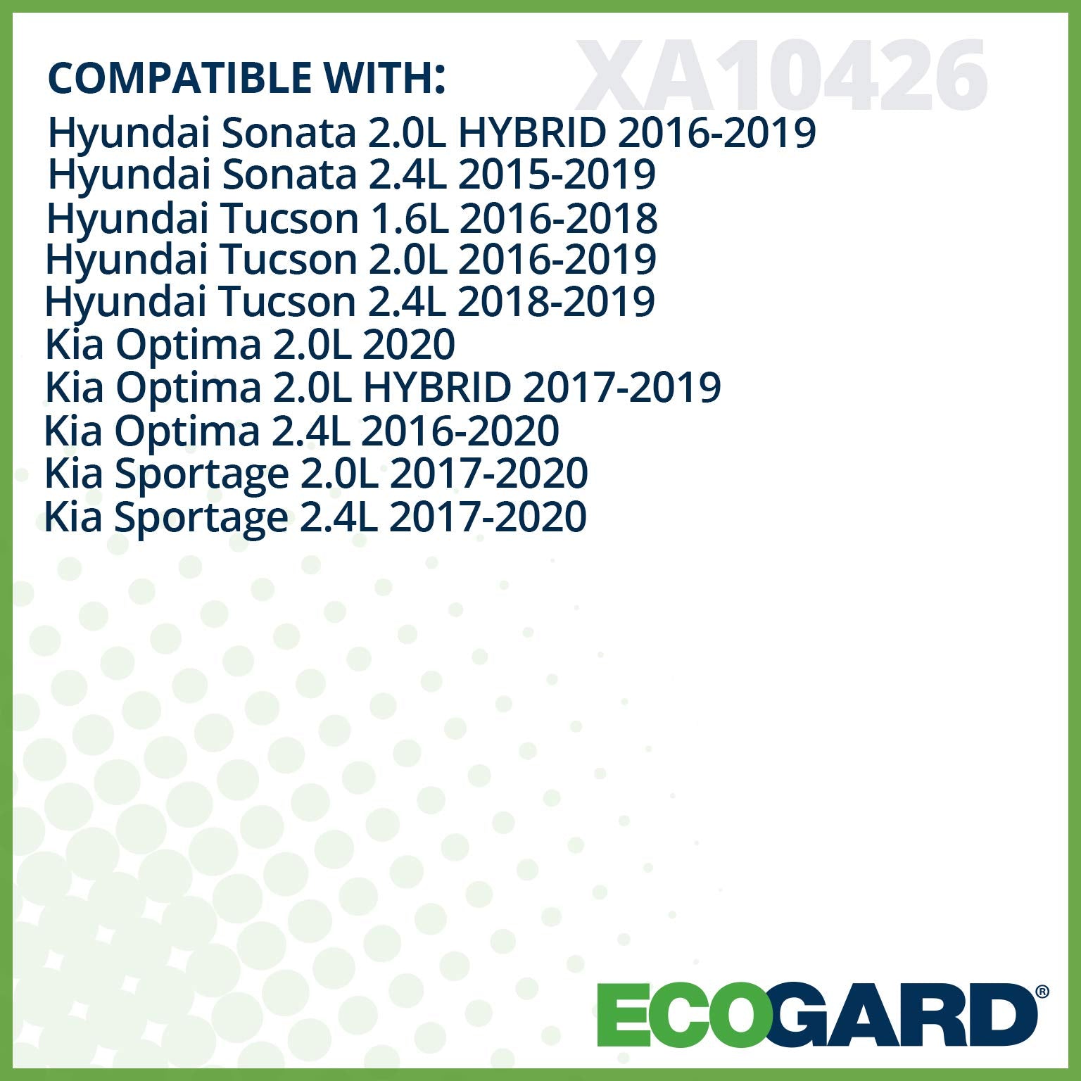 ECOGARD Premium Engine Air Filter XA10426 for Hyundai Sonata 2015-2019, Tucson 2016-2021, 2.4L, 2.0L,