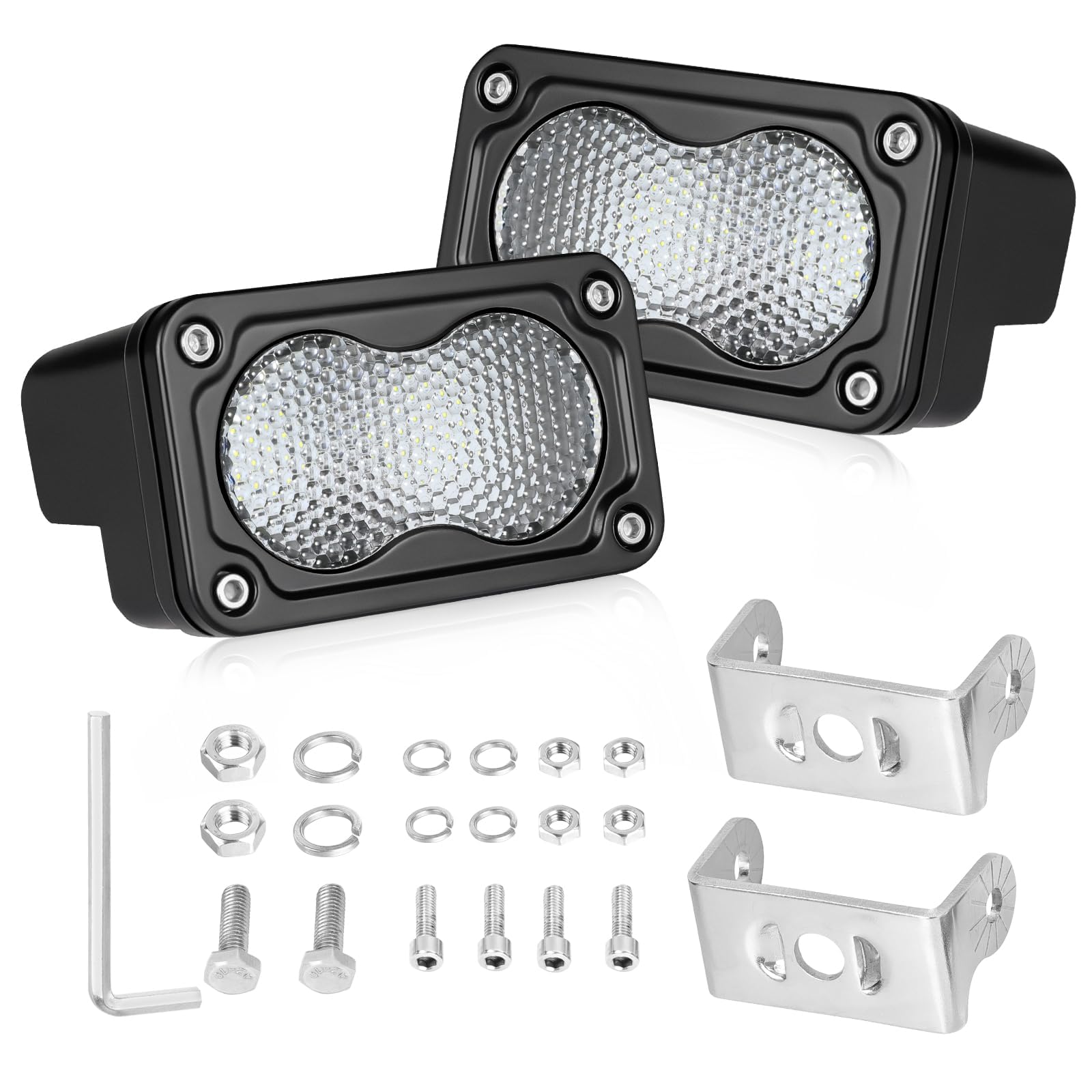 Diffused LED Pods, AKD Part 2Pcs 3 40W CREE LED Auxiliary Work Light Pods Scene Lights Ditch Camper Fishing Area Lights for Truc