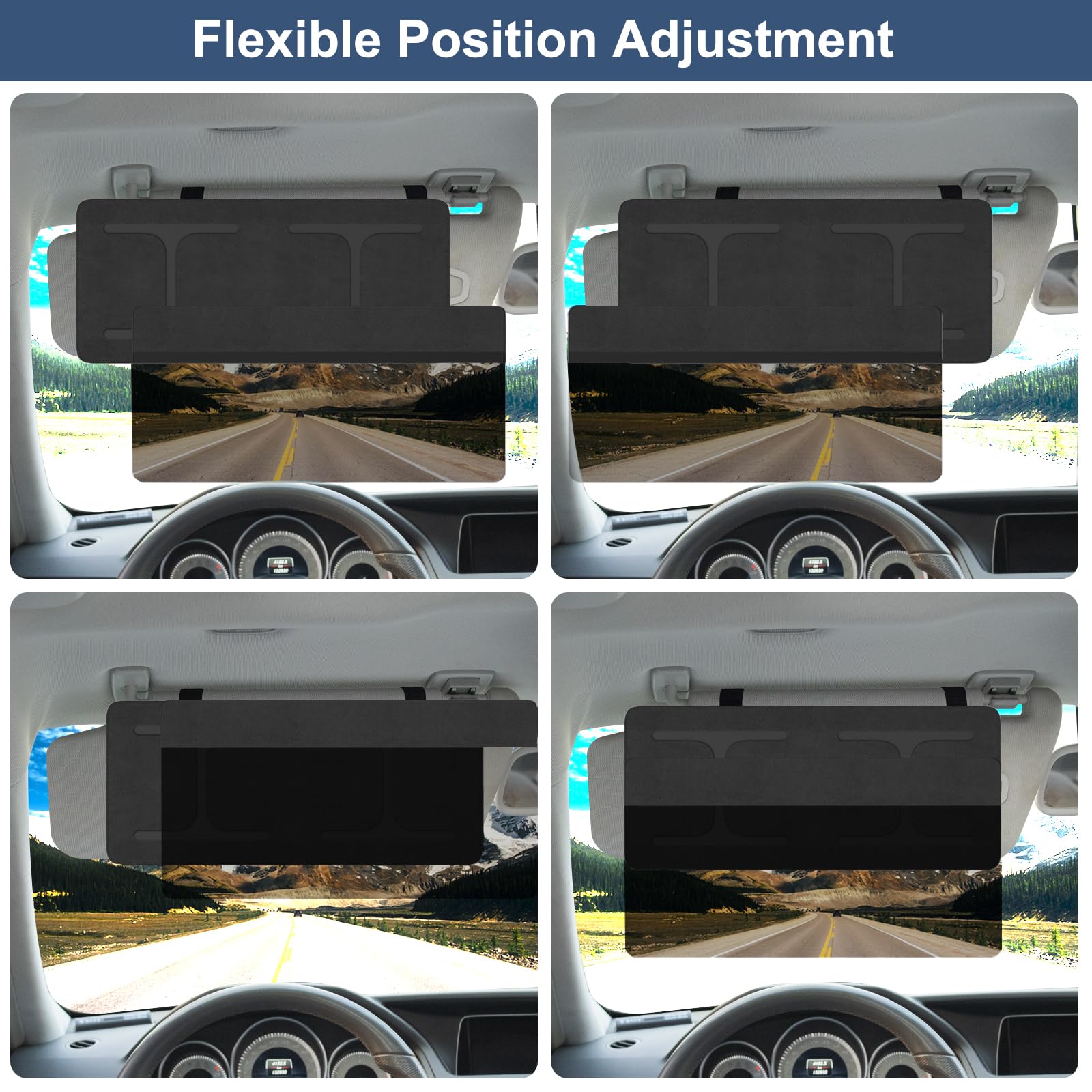 NAZZO Polarized Car Visor Extender, Anti-Glare Black Sun Blocker with Removable Magnetic Lens for SUVs and Family Vehicles