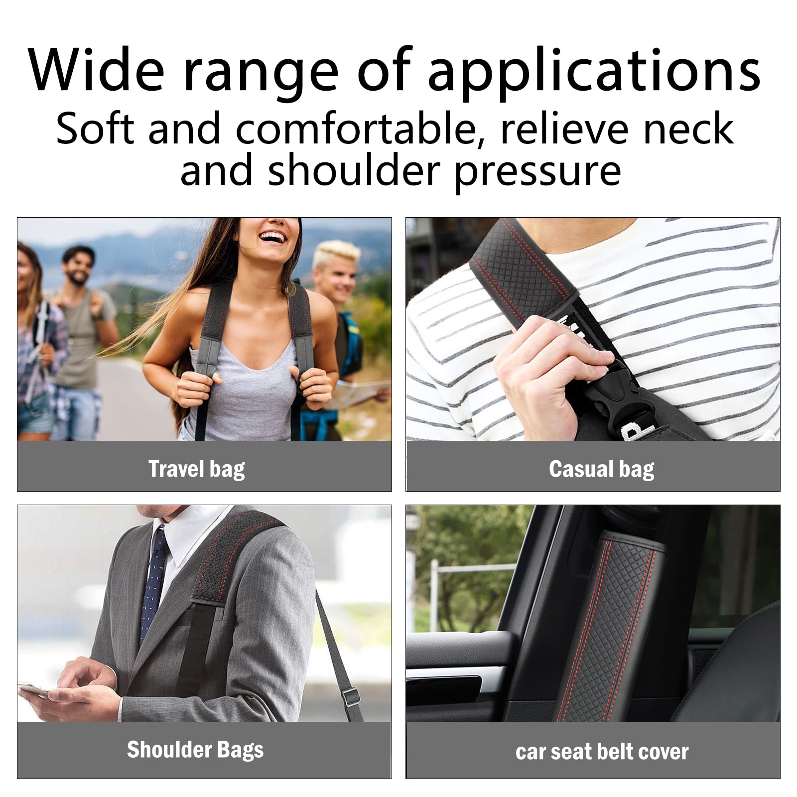 Javmoo Seat Belt Pads Leather Seat Belt Covers More Comfort Driving Cushion Helps Protect Your Neck And Shoulders Suit For Car,