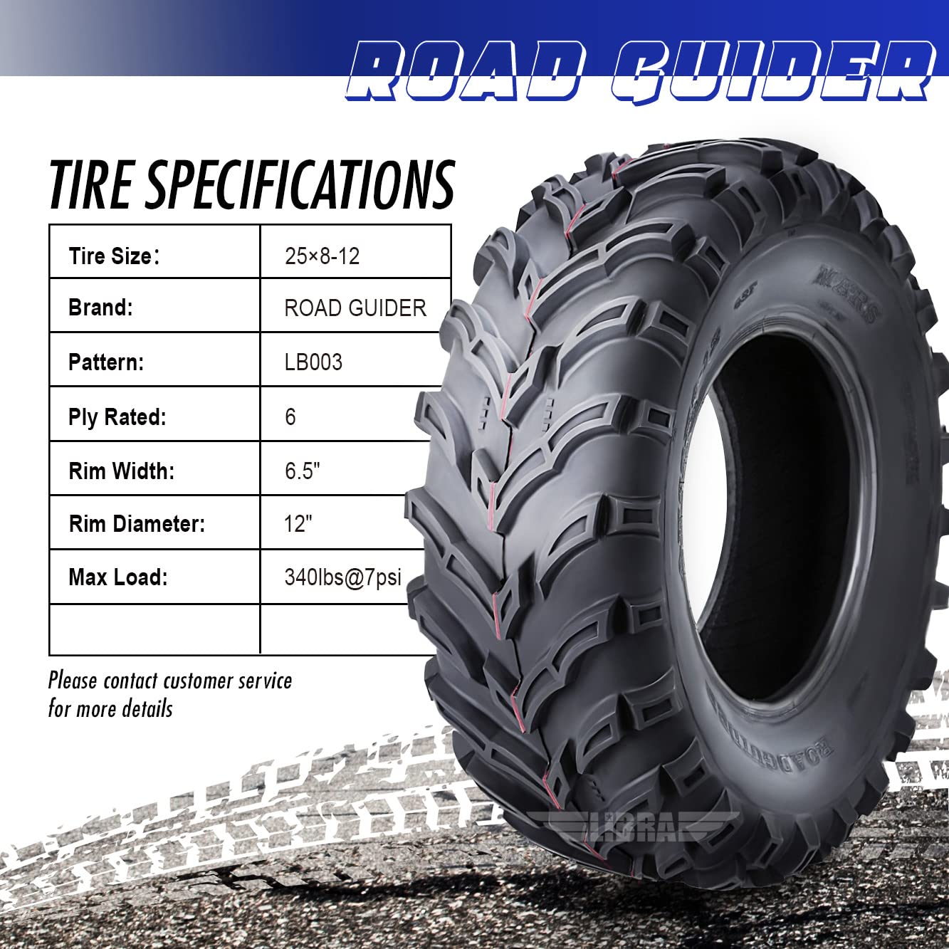 Full Set Roadguider Atv/Utv Tires 26X9-12 26X9X12 Front 26X11-12 26X11X12 Rear 10275/276